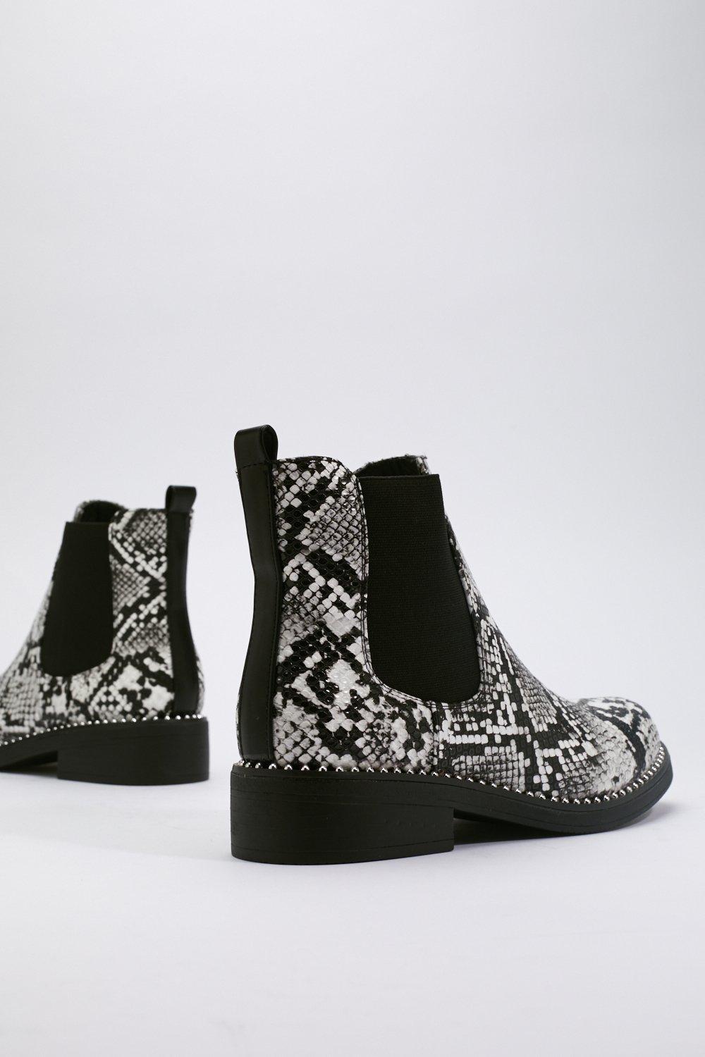 snake print chelsea boots