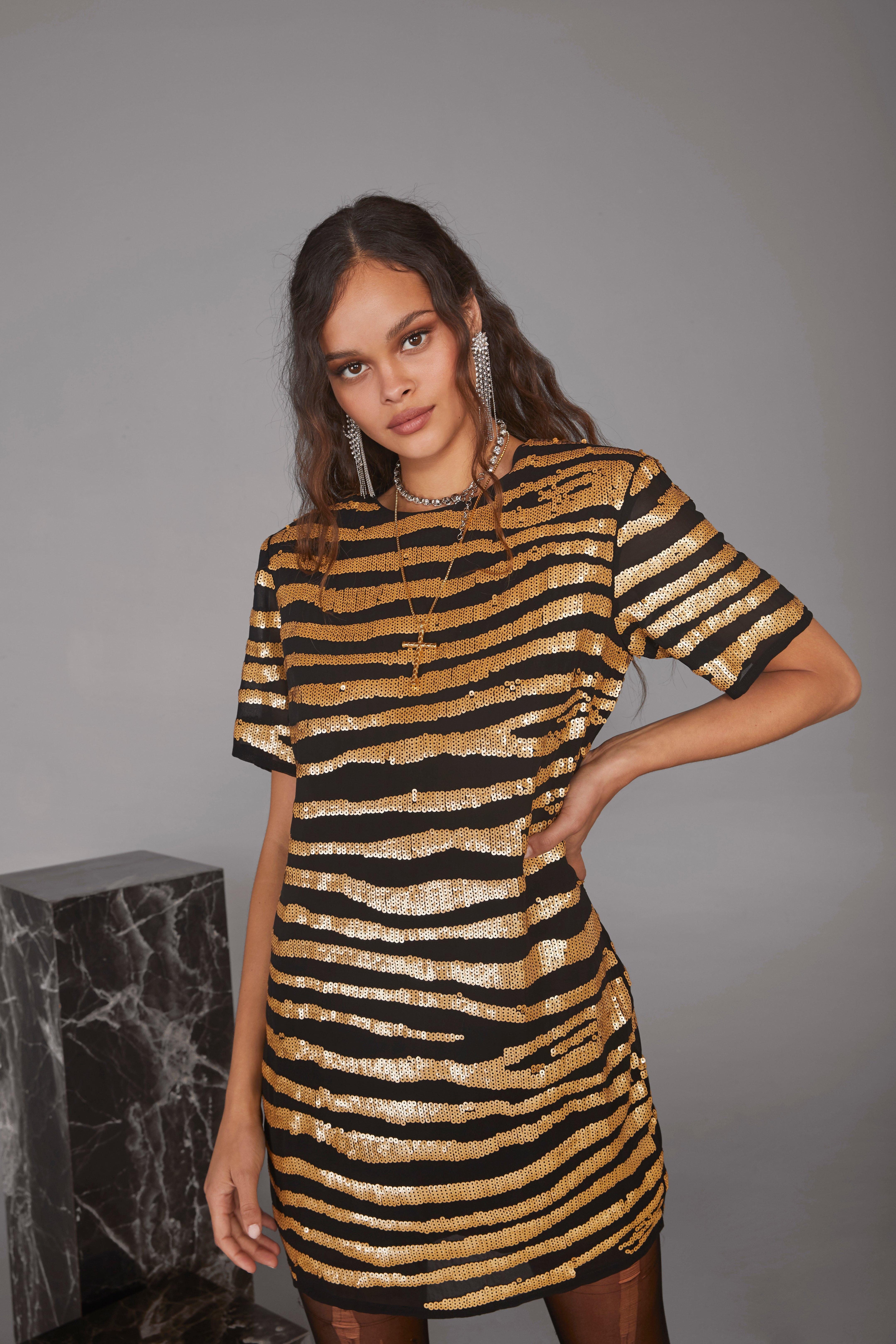 zebra sequin dress