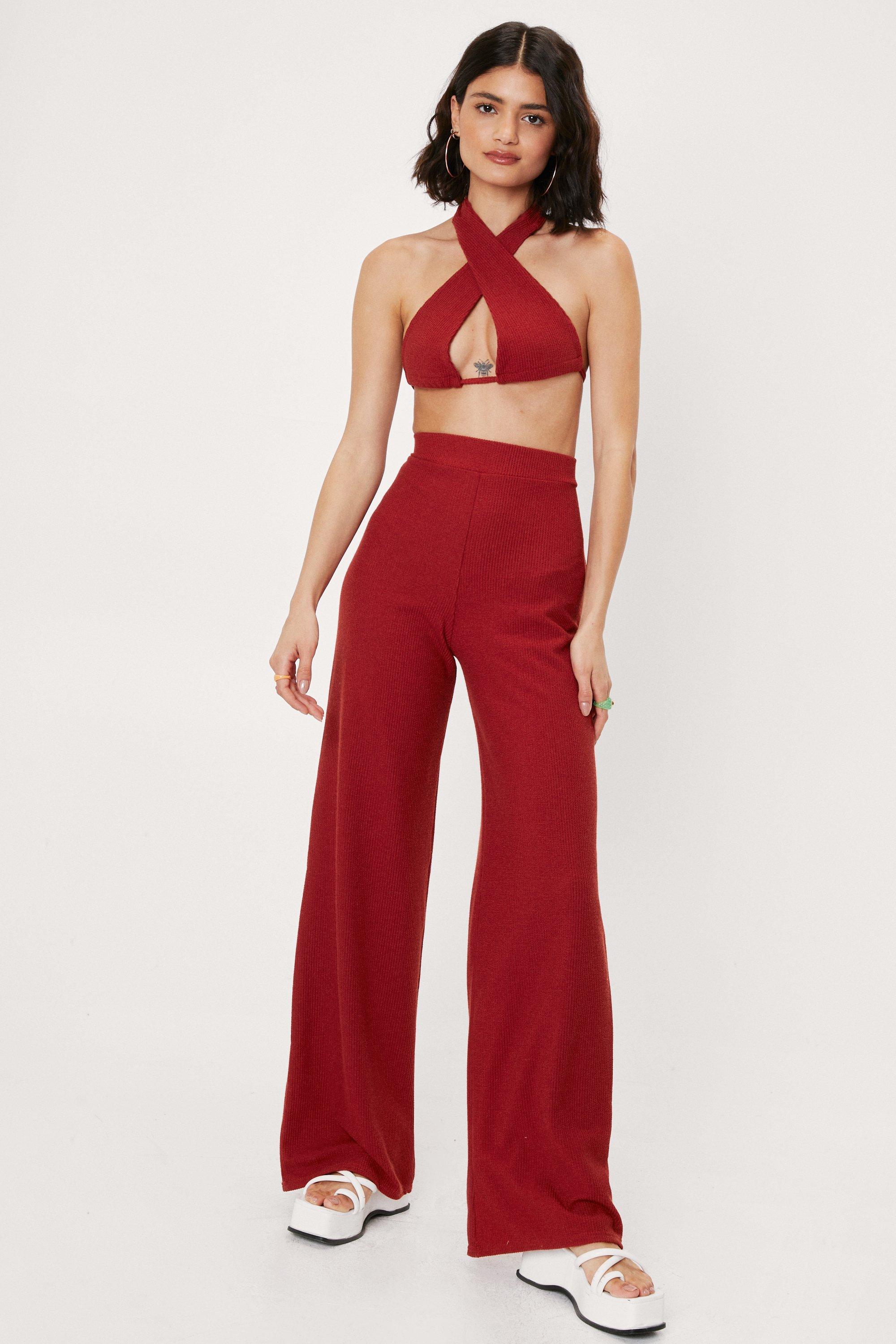 Nasty Gal Synthetic Halter Wrap Crop 