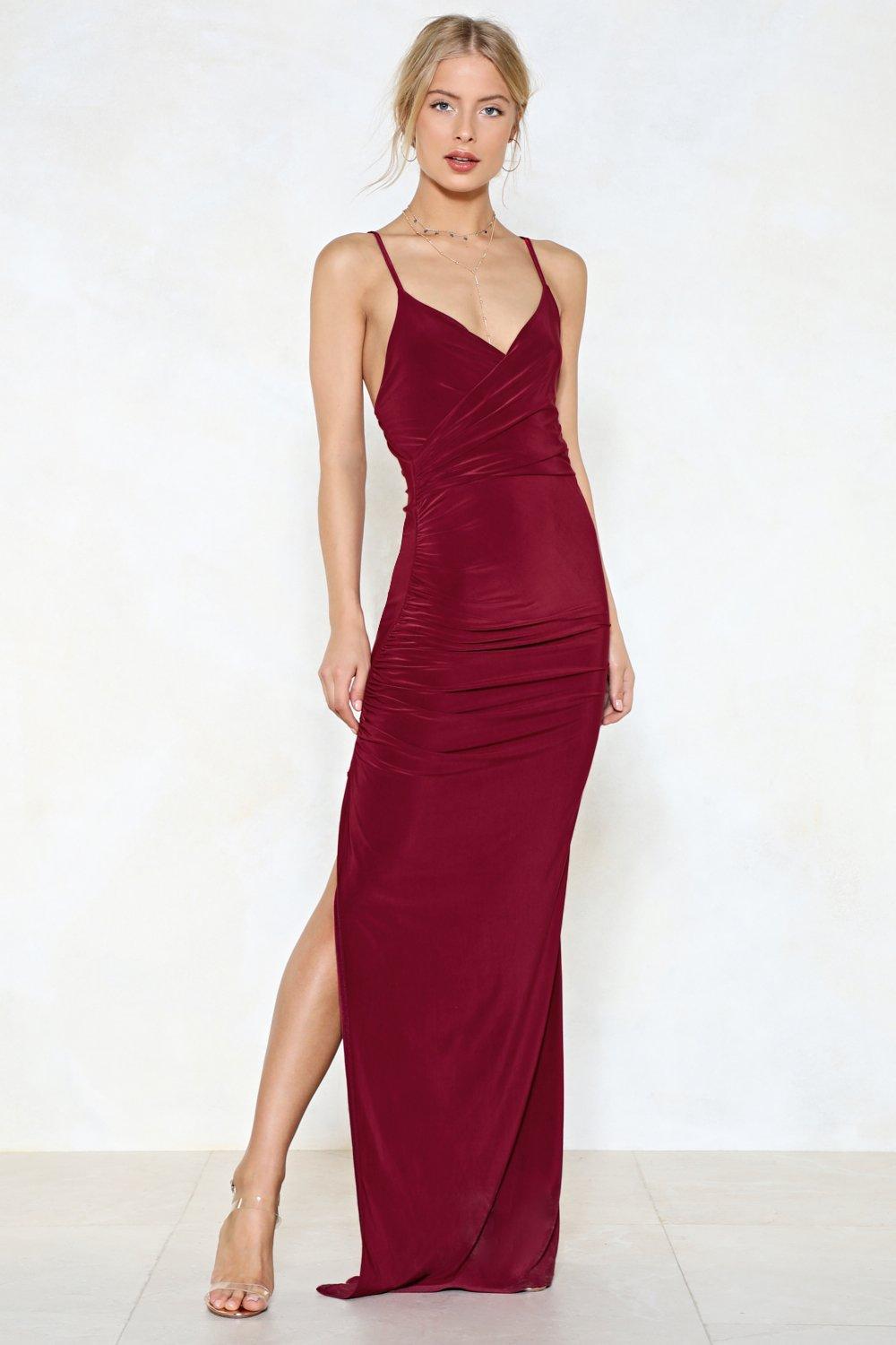 on a high maxi dress