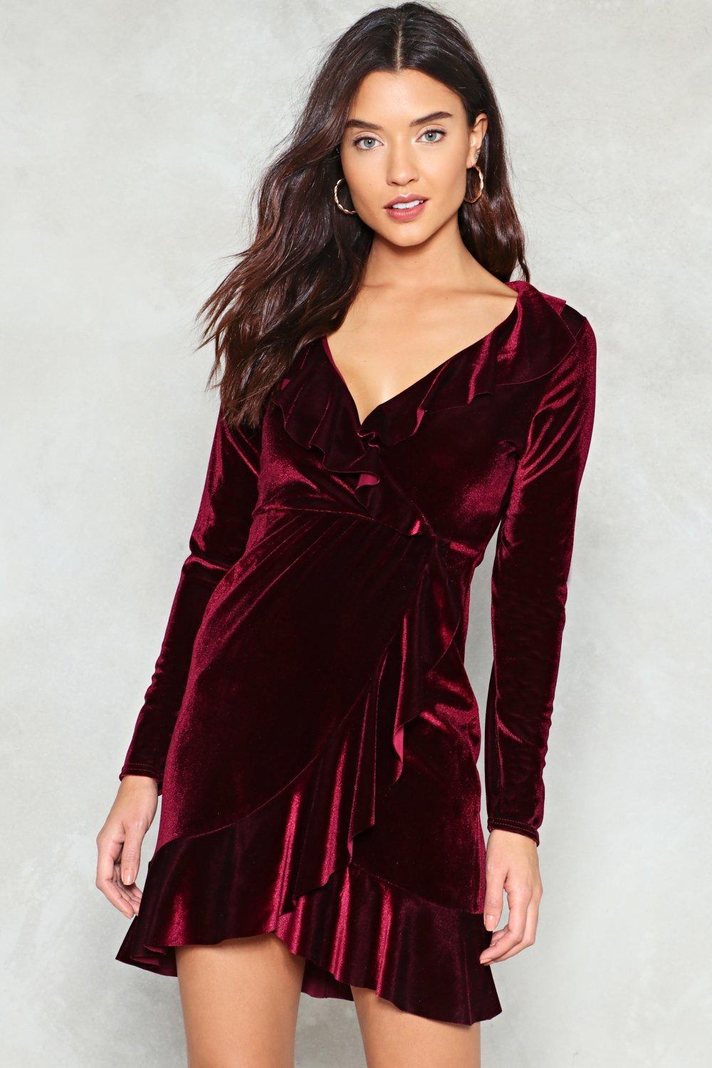 burgundy velvet skater dress
