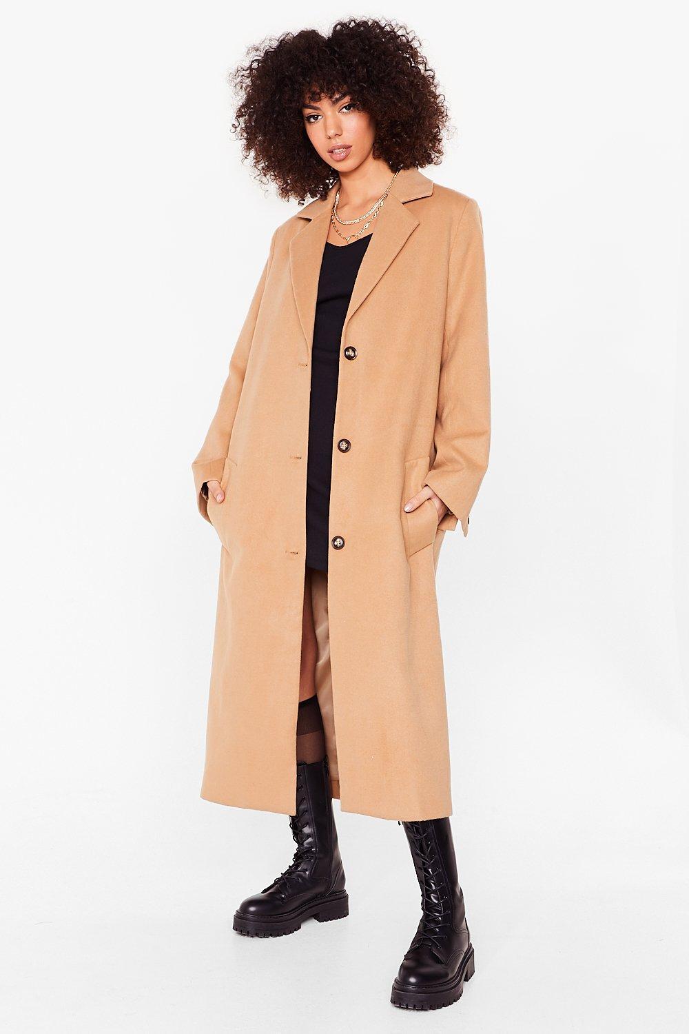 long faux wool coat