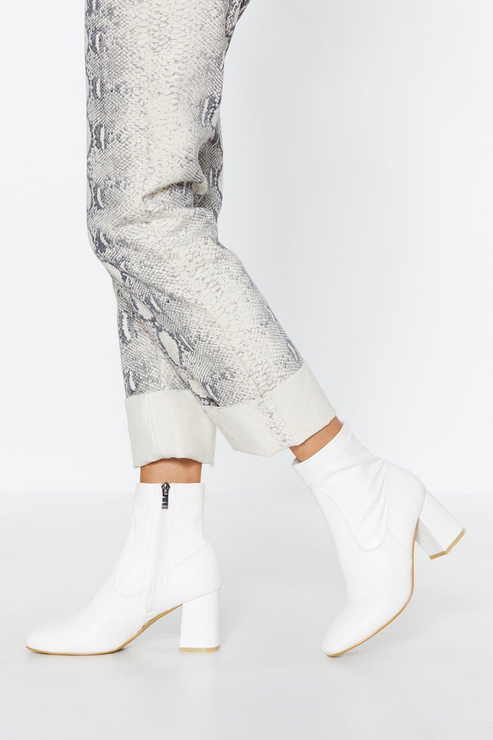 Nasty Gal Heeled Ankle Sock Boots in White | Lyst