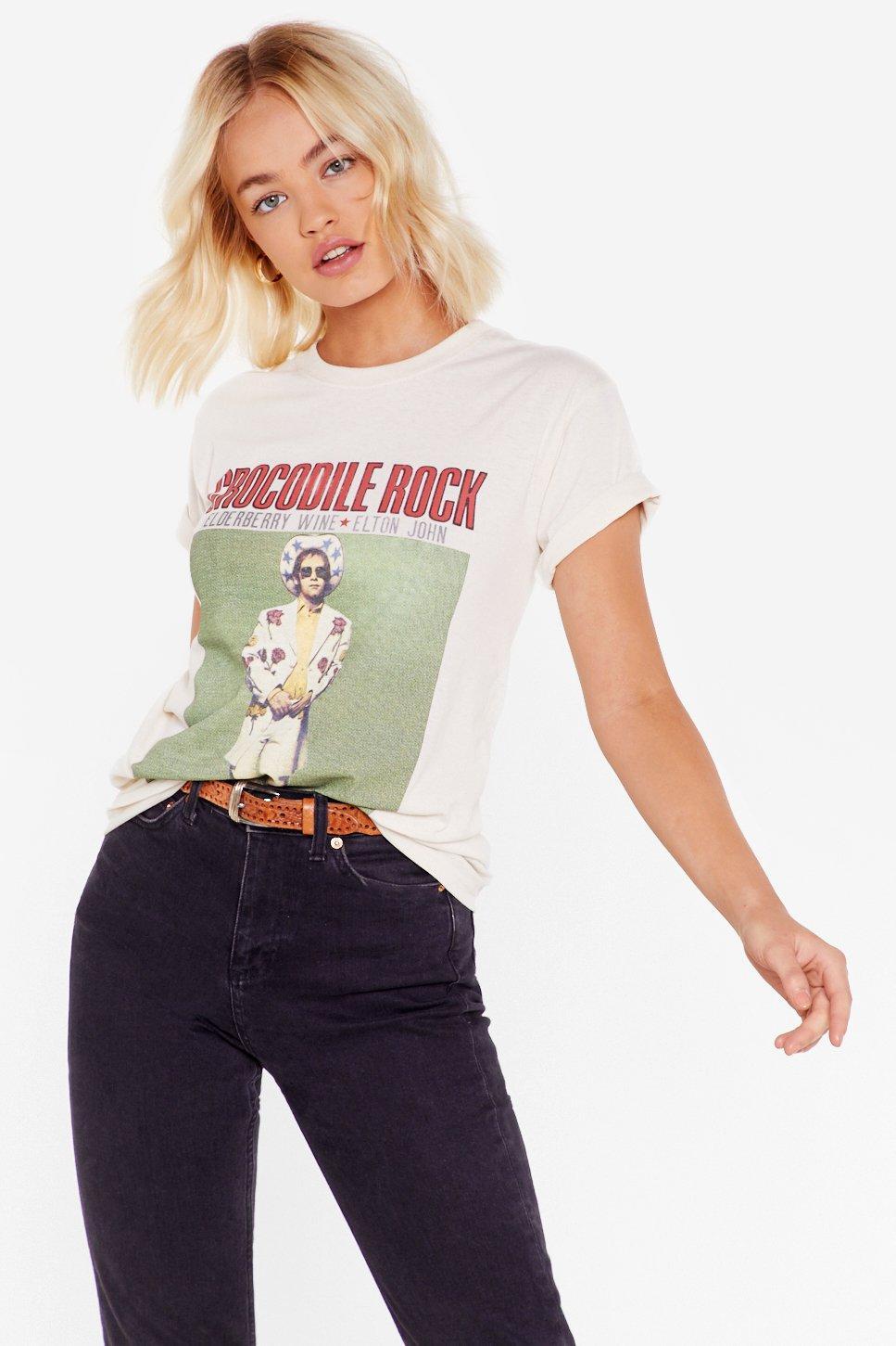 Nasty Gal Crocodile Rock Elton John Graphic Band T-shirt - Lyst