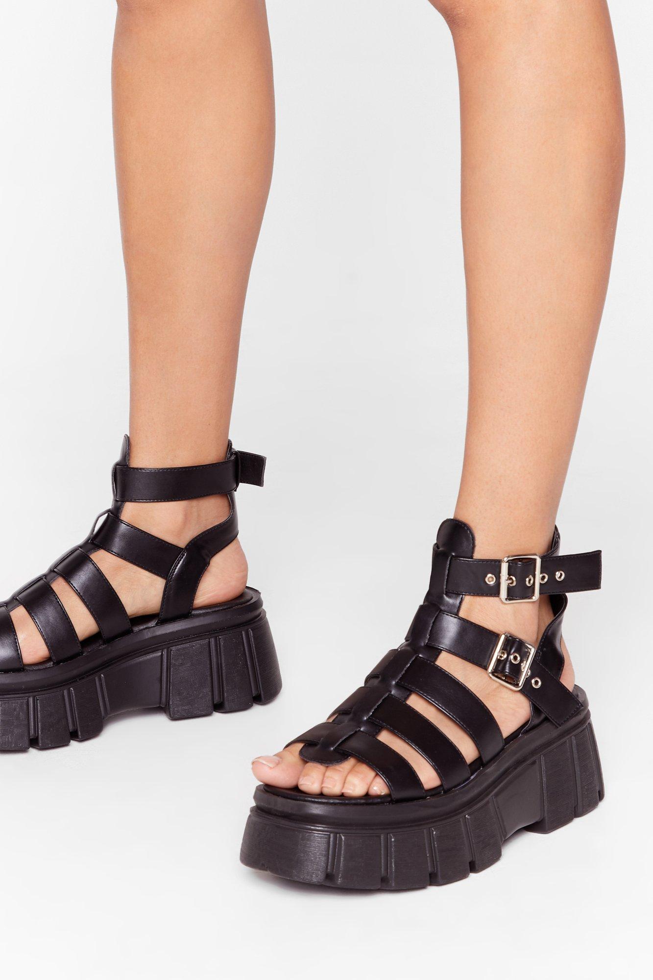 nasty gal black platform sandals