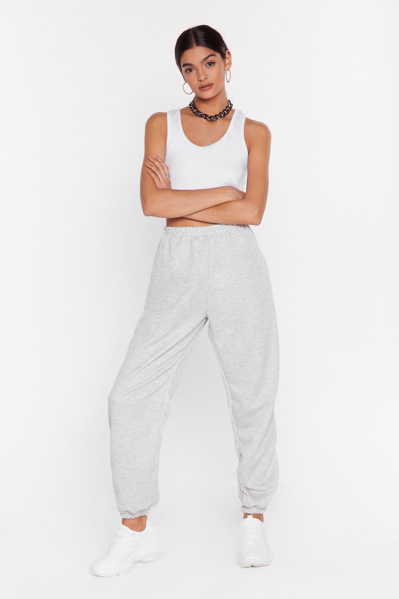 cuffed grey joggers