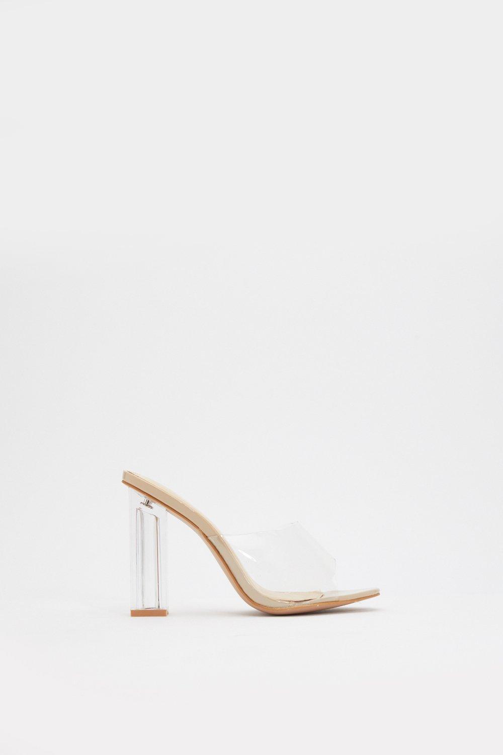 clear strap mules