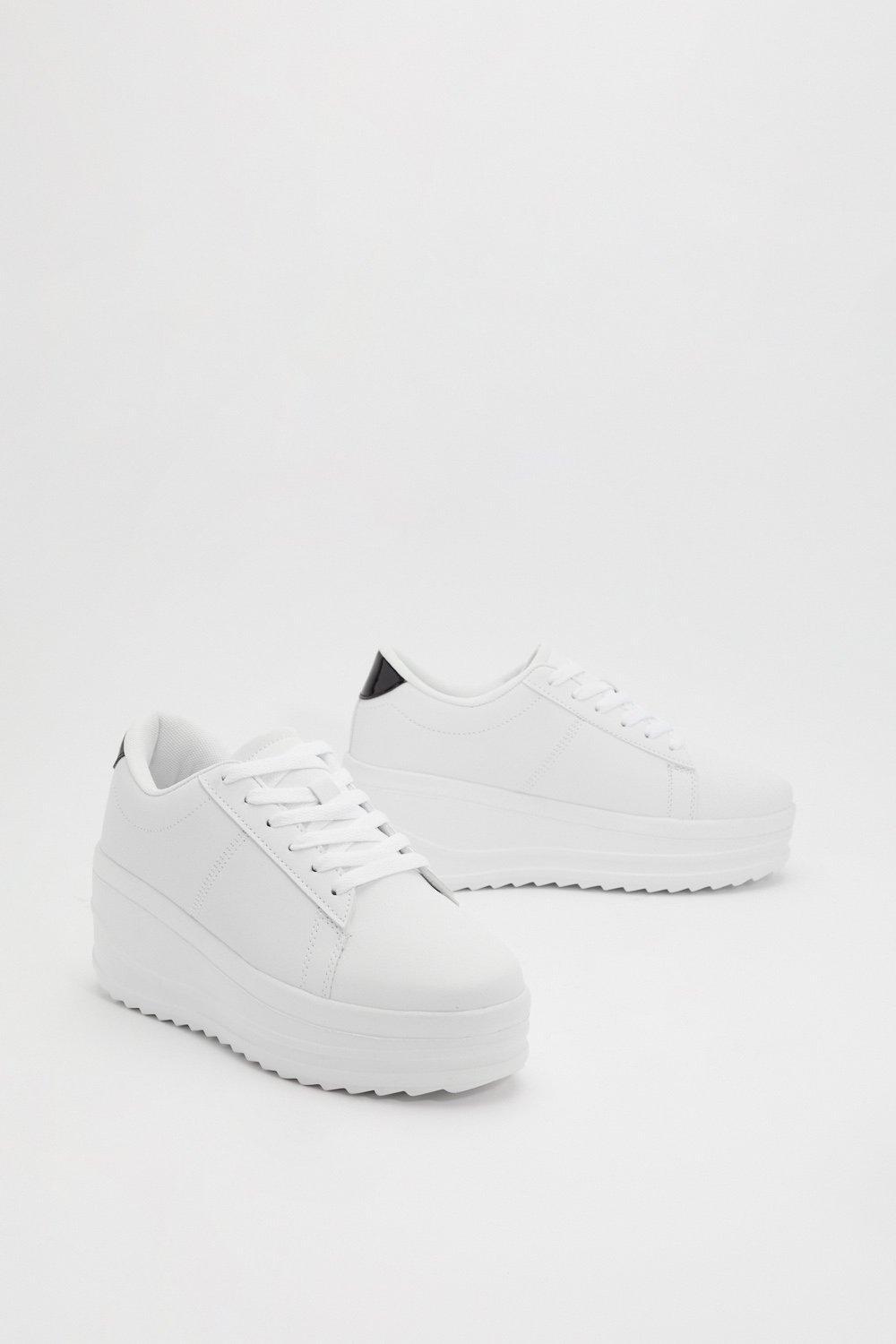 white high platform trainers