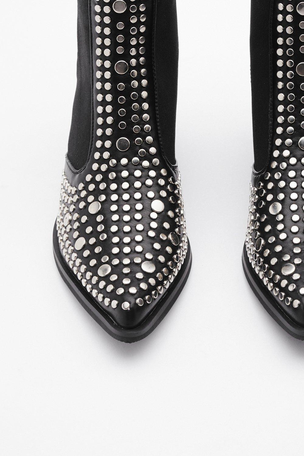 Nasty Studded Western Chelsea Boots Black | Lyst