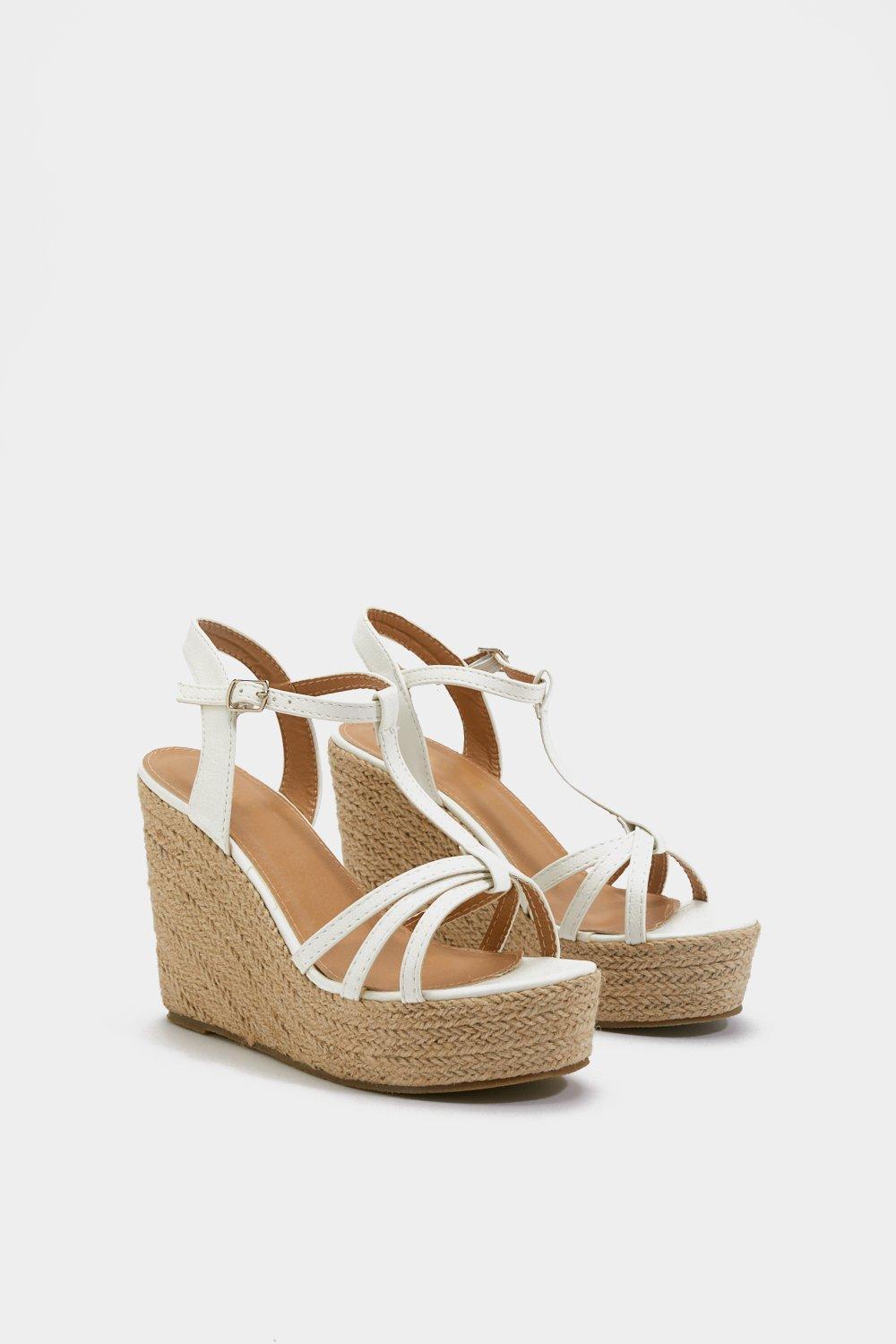white t bar wedges