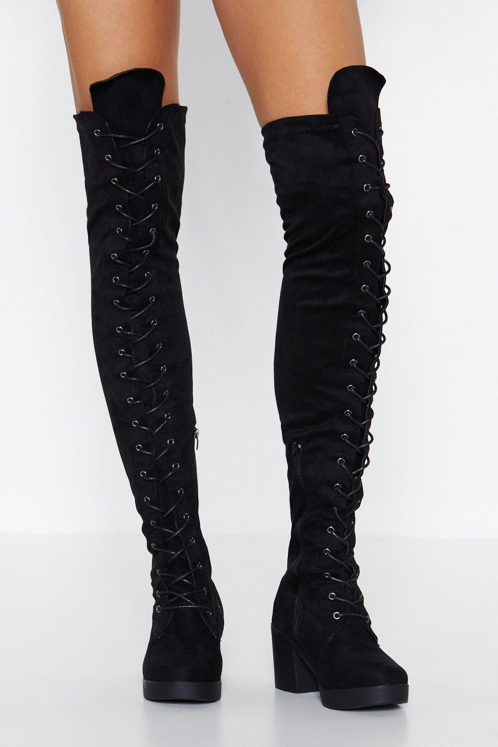 over the knee lace up boots