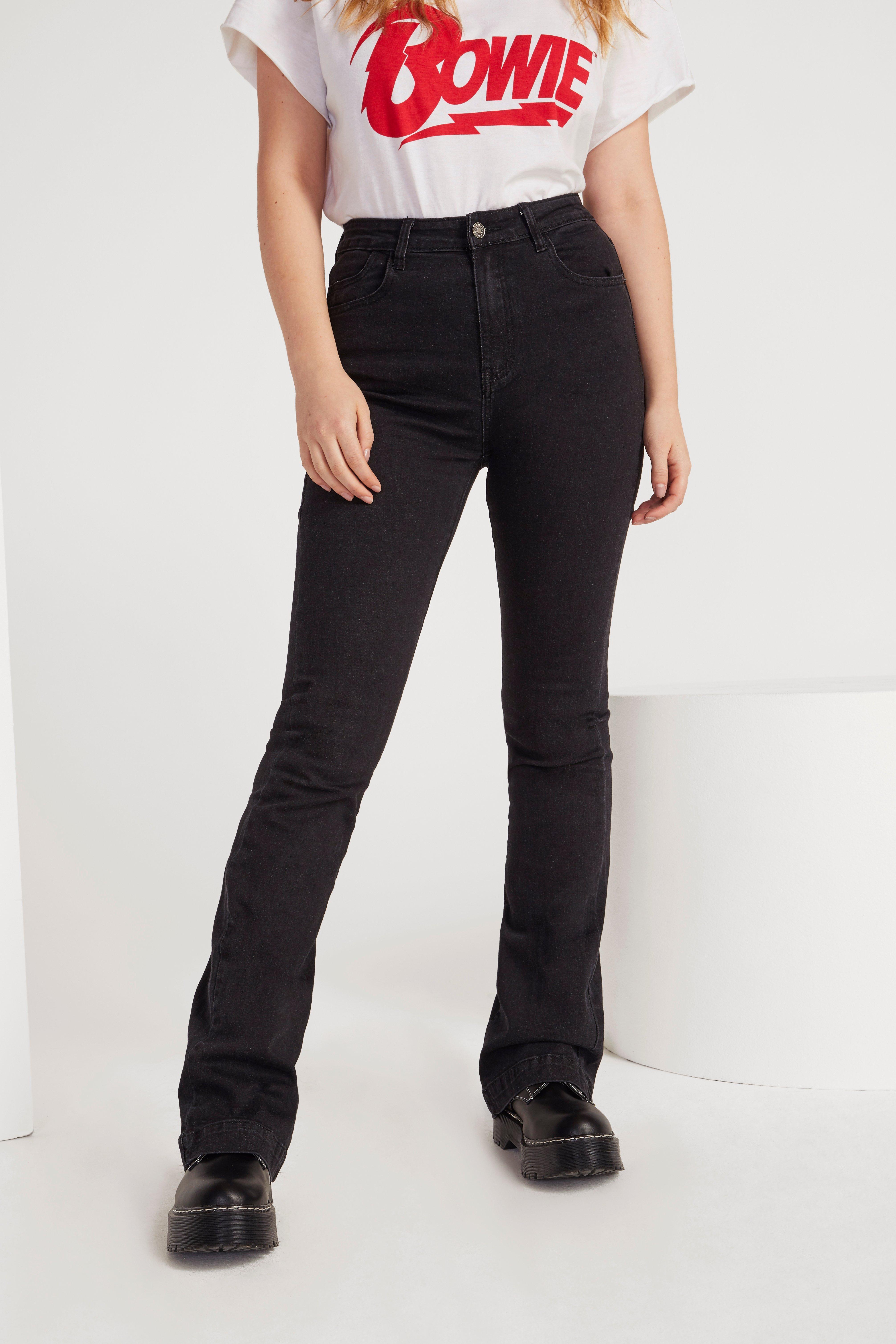 high waisted black flares