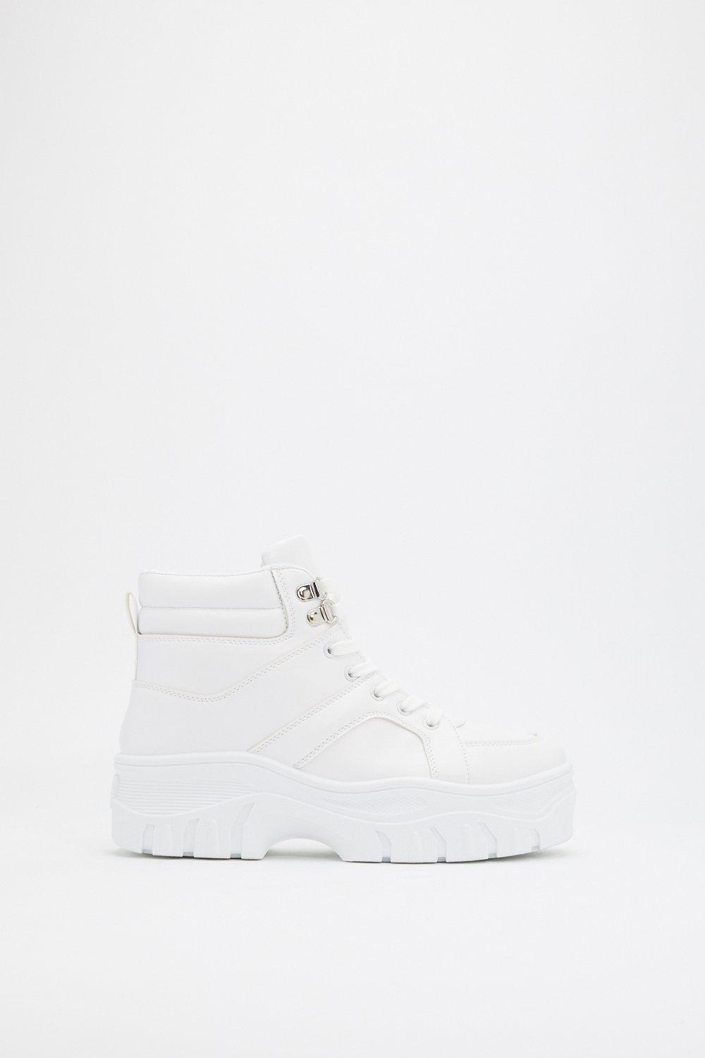 white chunky boot sneakers