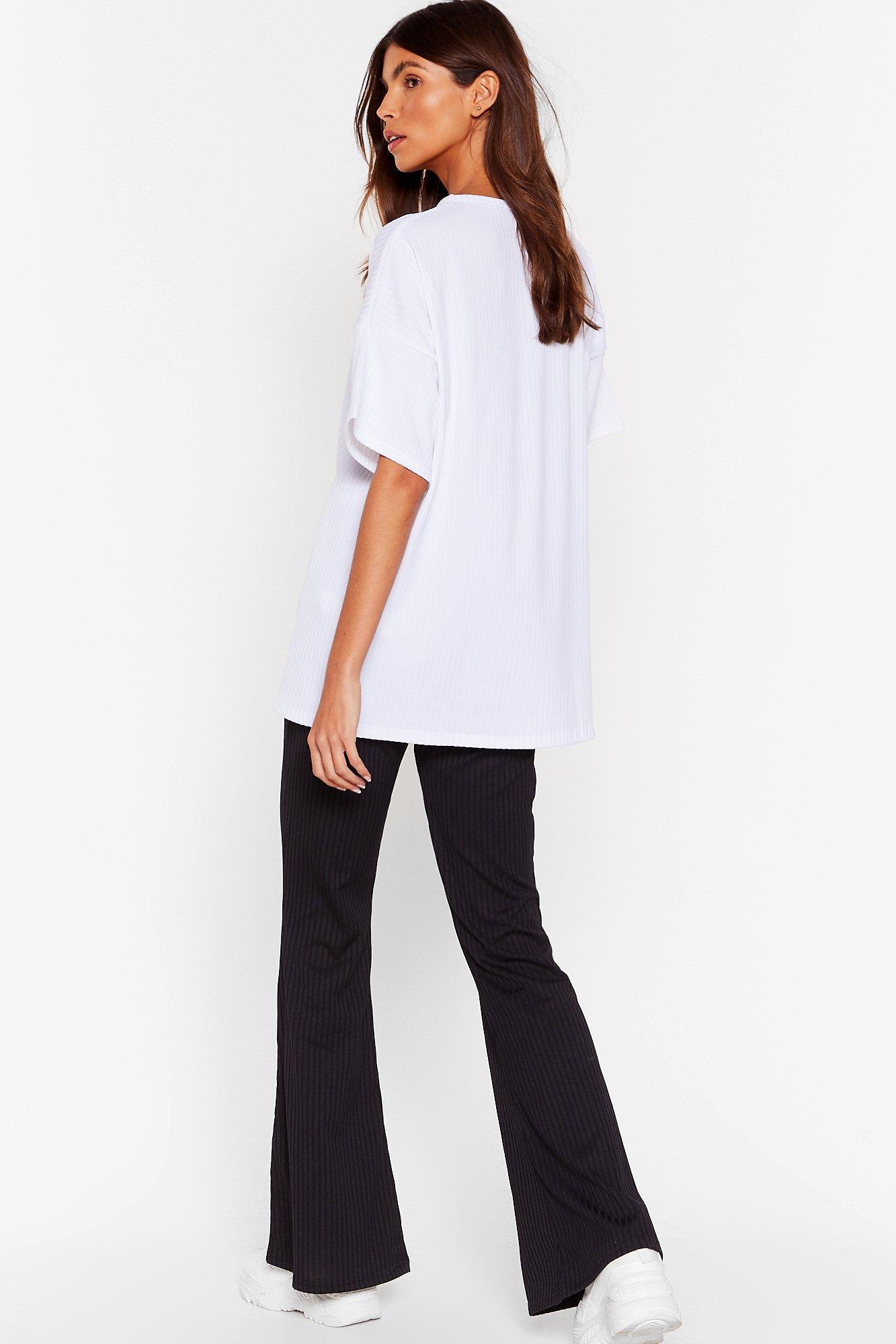 Oversized Tee And Flare Pants Set 