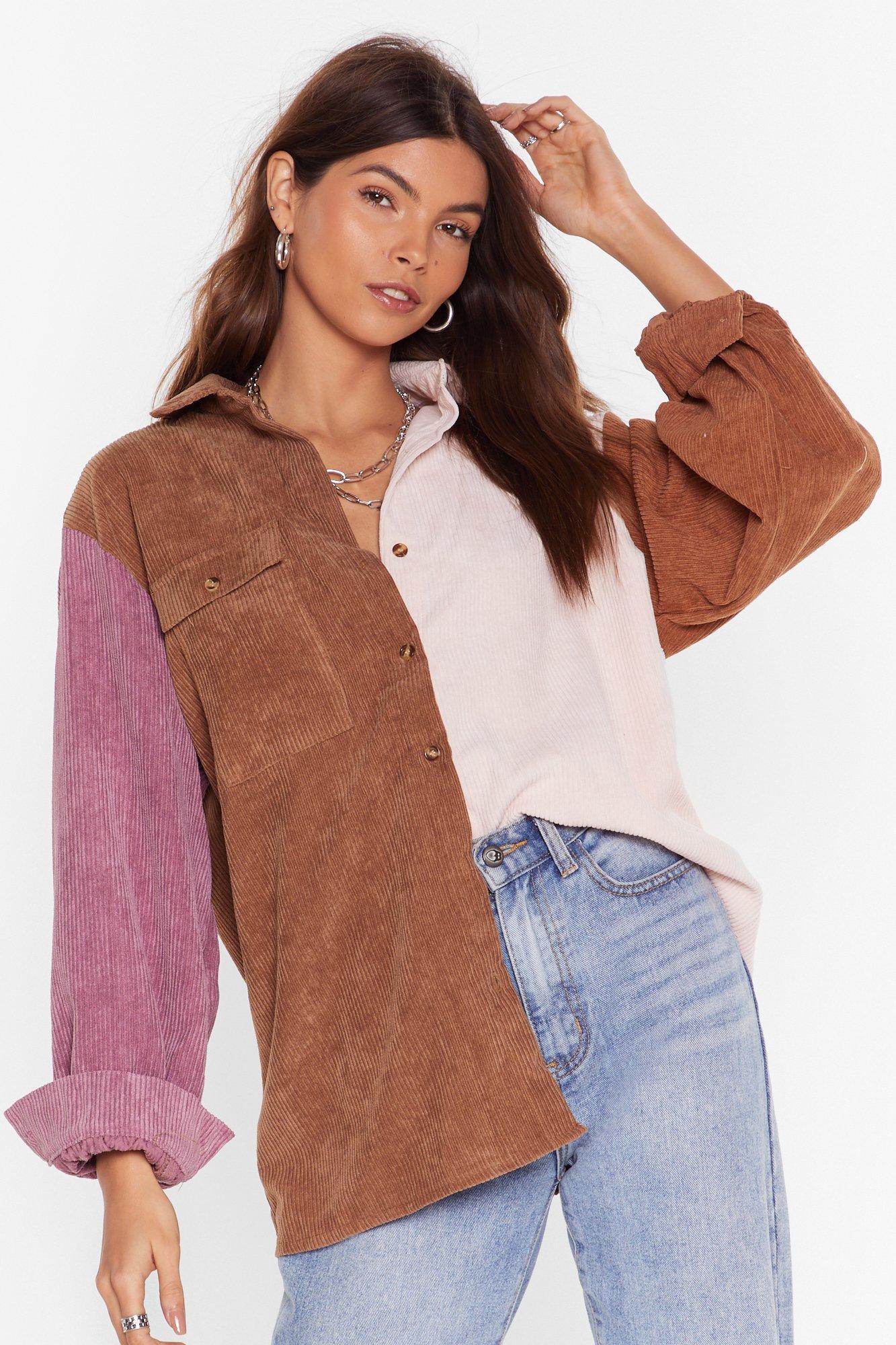 Nasty Gal Another Block Back Corduroy Shirt in Tan (Brown) - Lyst