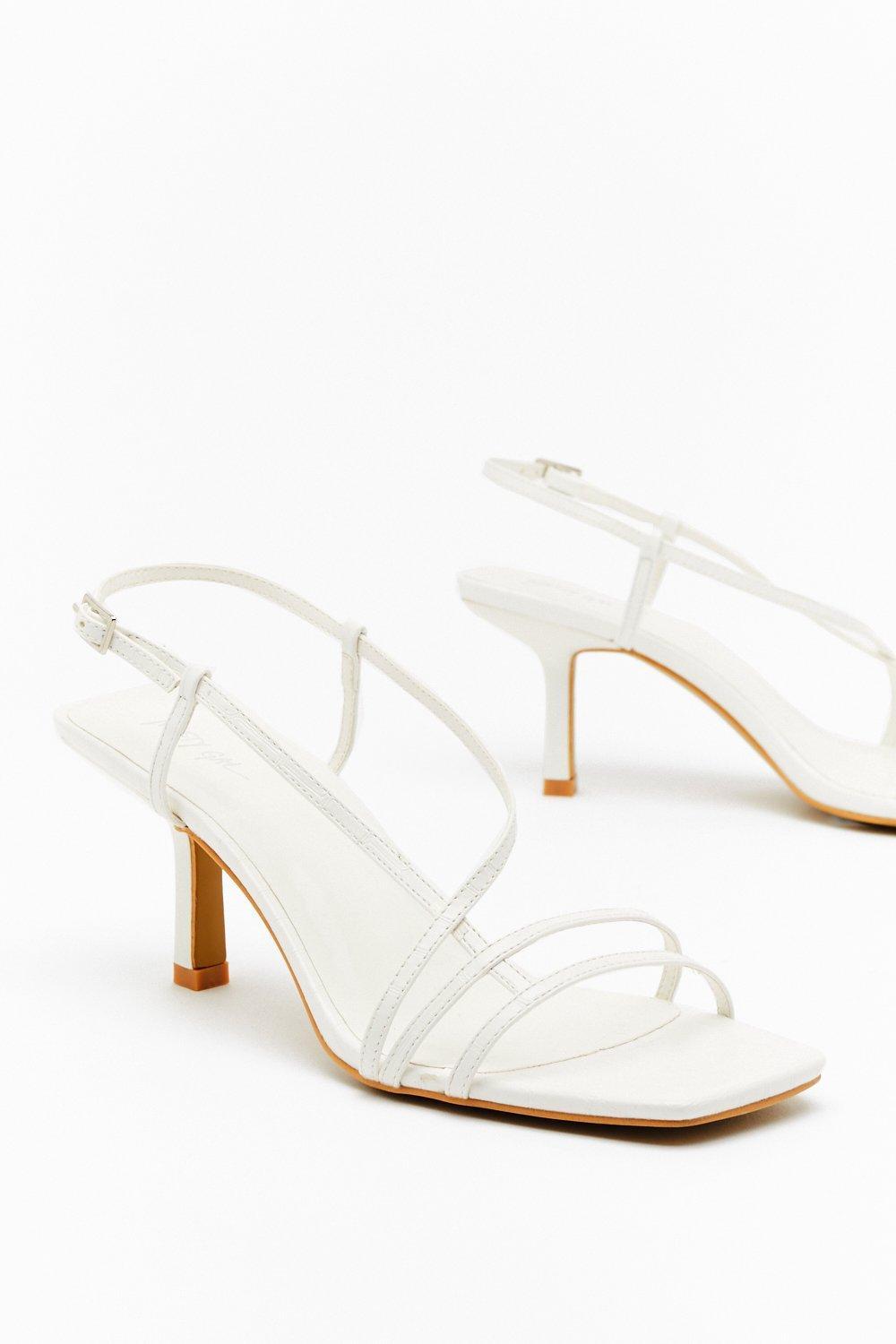 Nasty Gal Time Heels Croc Strappy Kitten Heels in White - Lyst