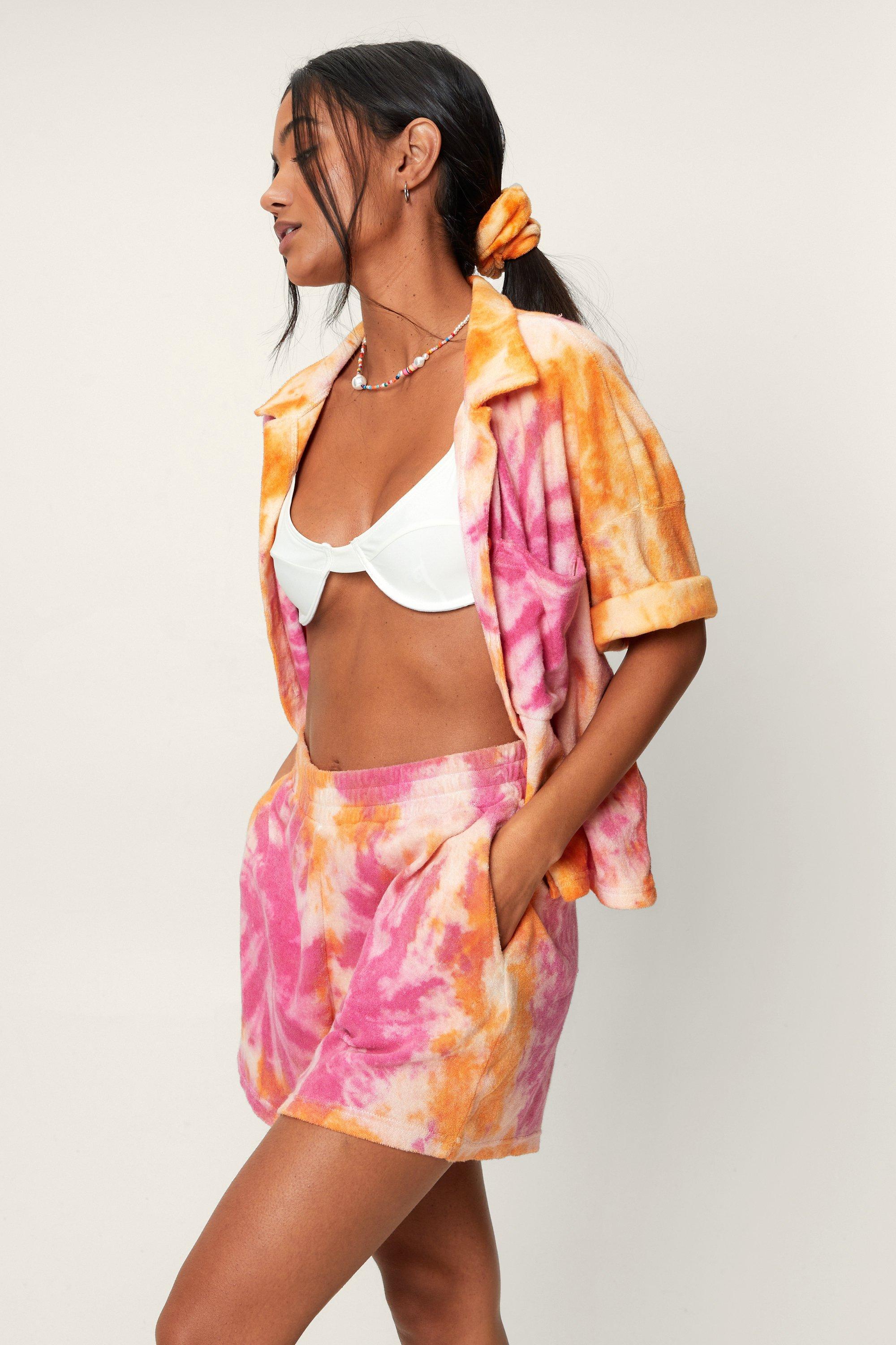 Nasty Gal Cotton Toweling Tie Dye Shirt 
