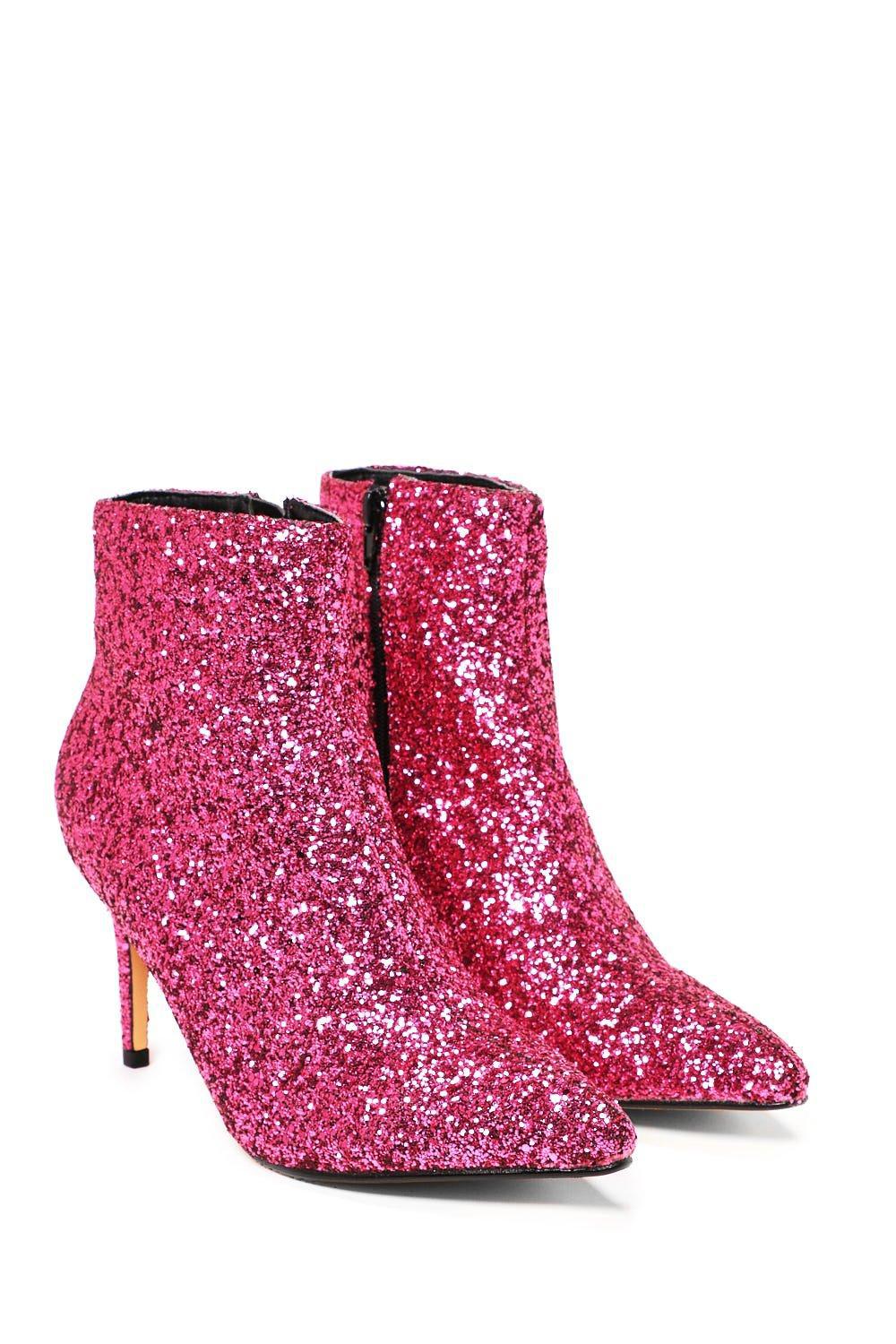 glitter bootie heels