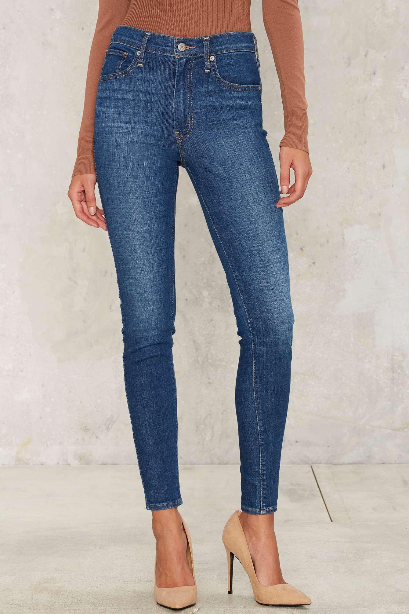 Nasty gal Levi's Mile High Super Skinny Jeans - Bright Haze in Blue | Lyst