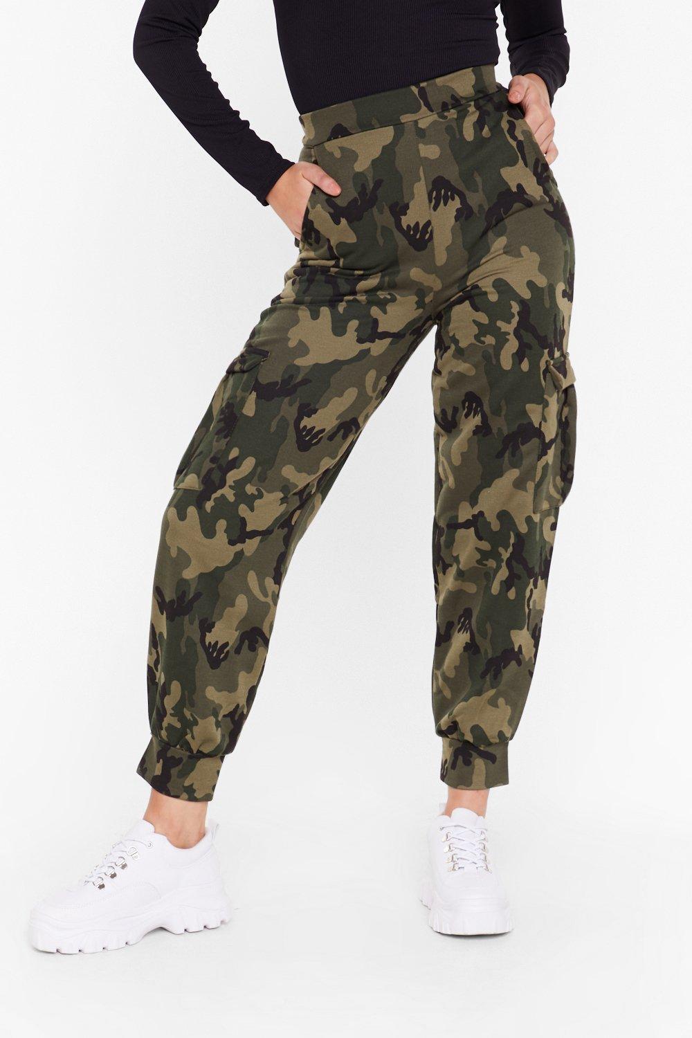 camo high waisted joggers