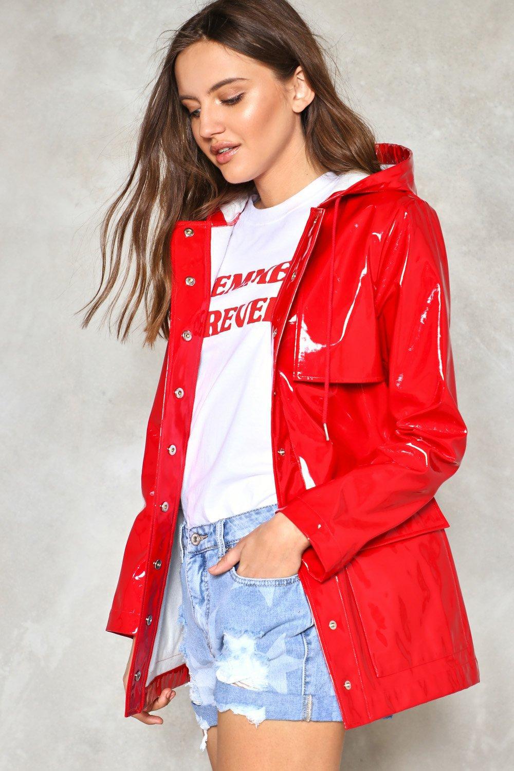 Nasty Gal Vinyl Raincoat Vinyl Raincoat in Red | Lyst