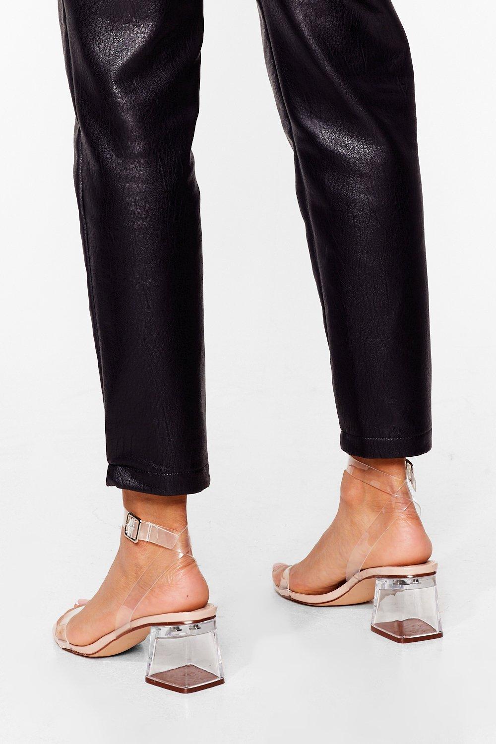 clear strap low heels