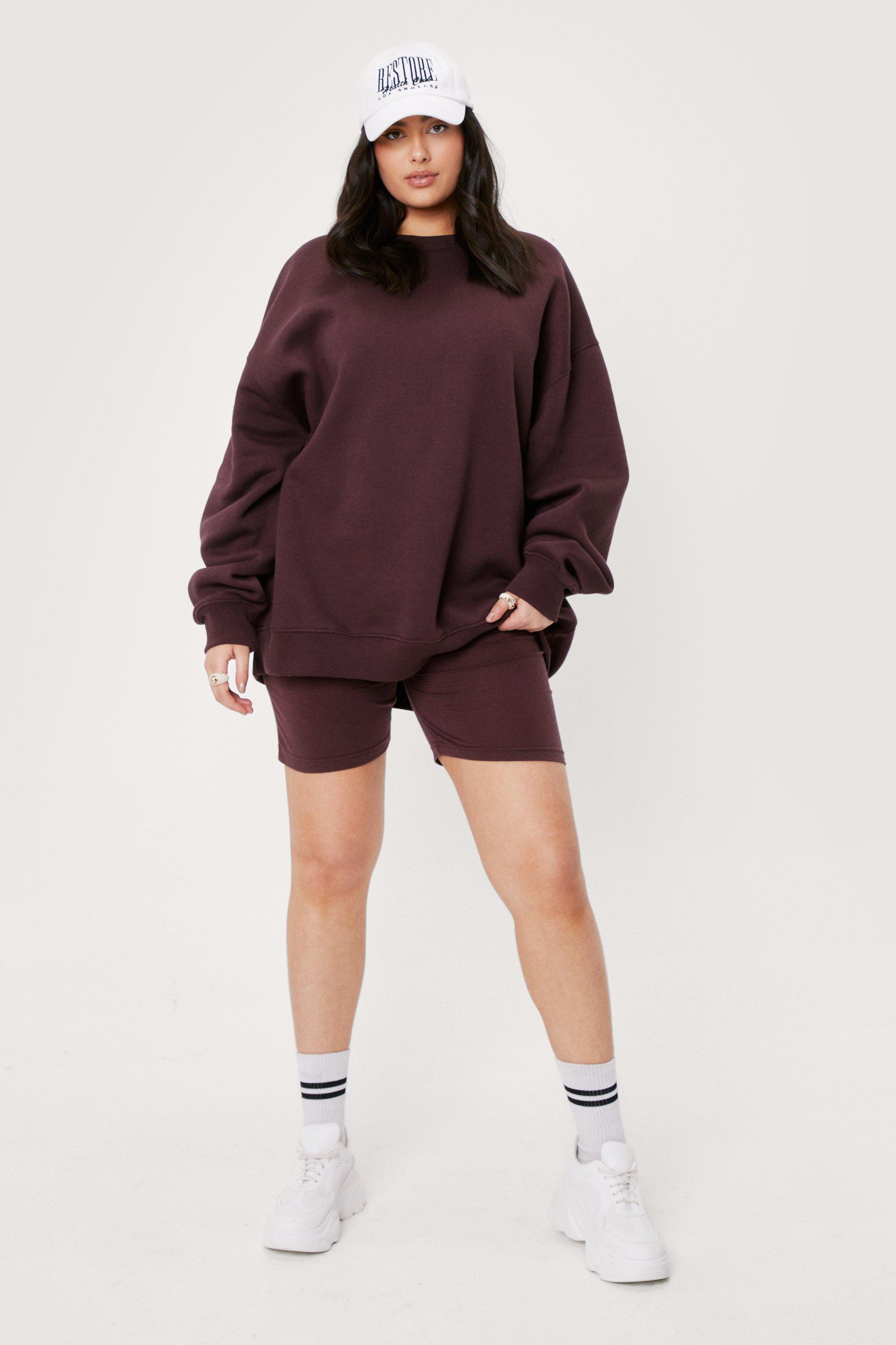 oversized jumper and cycling shorts