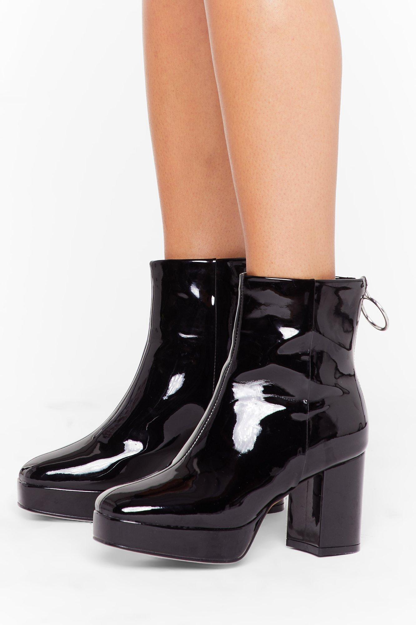 Nasty Gal Shine On The Dance Floor Patent Platform Boots In