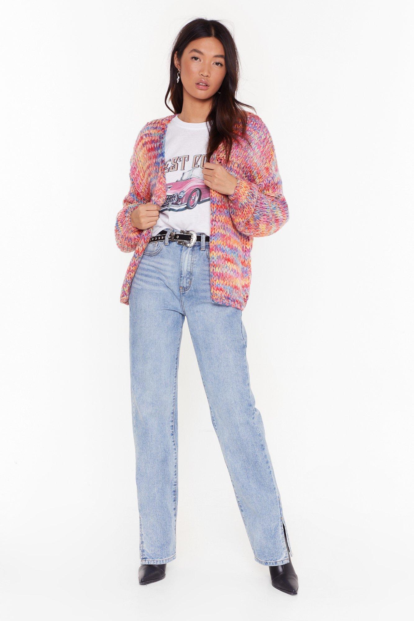 chunky knit multicolor cardigan