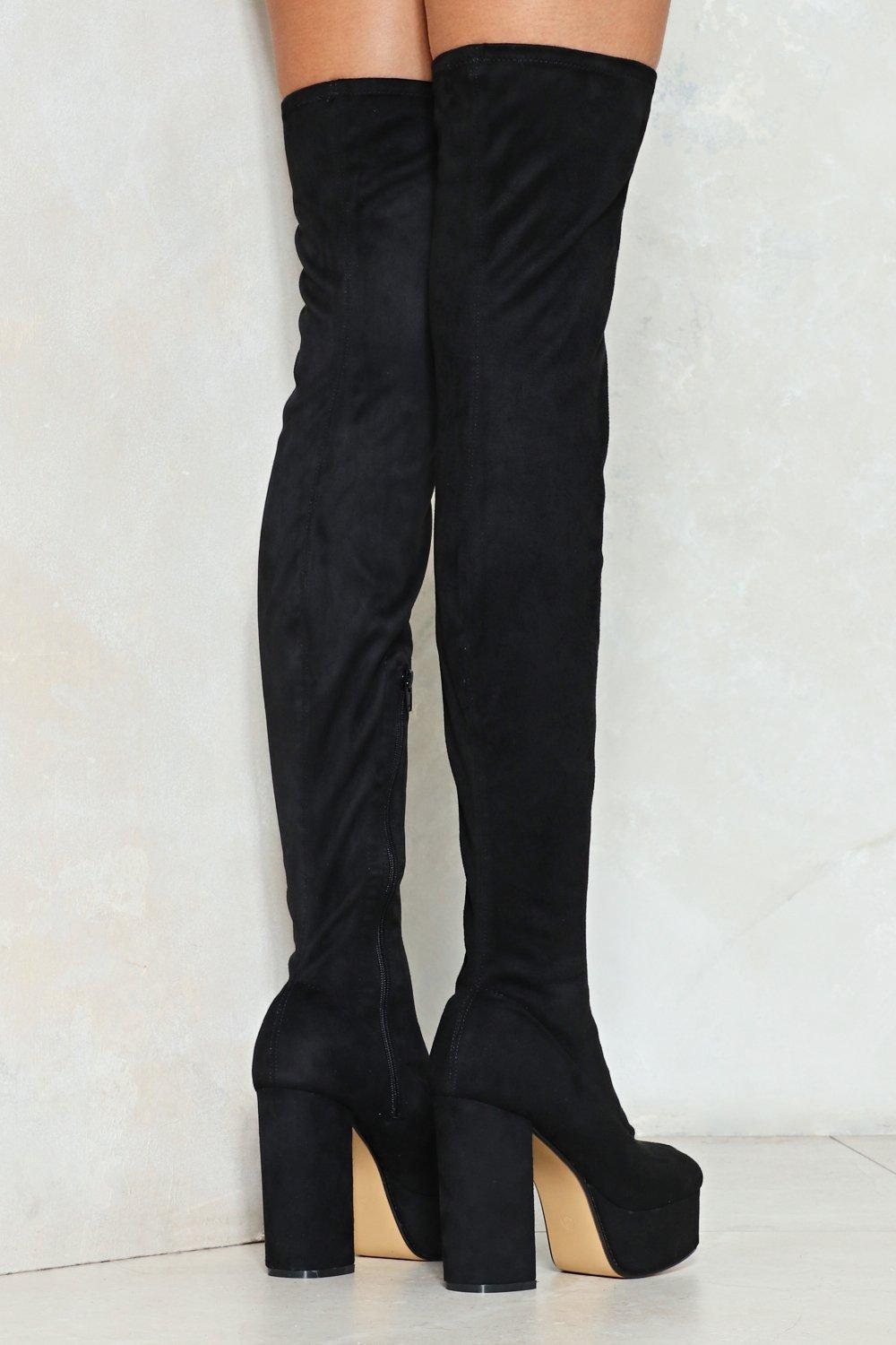 Nasty Gal Take The High Road Thigh-high Boot in Black - Lyst