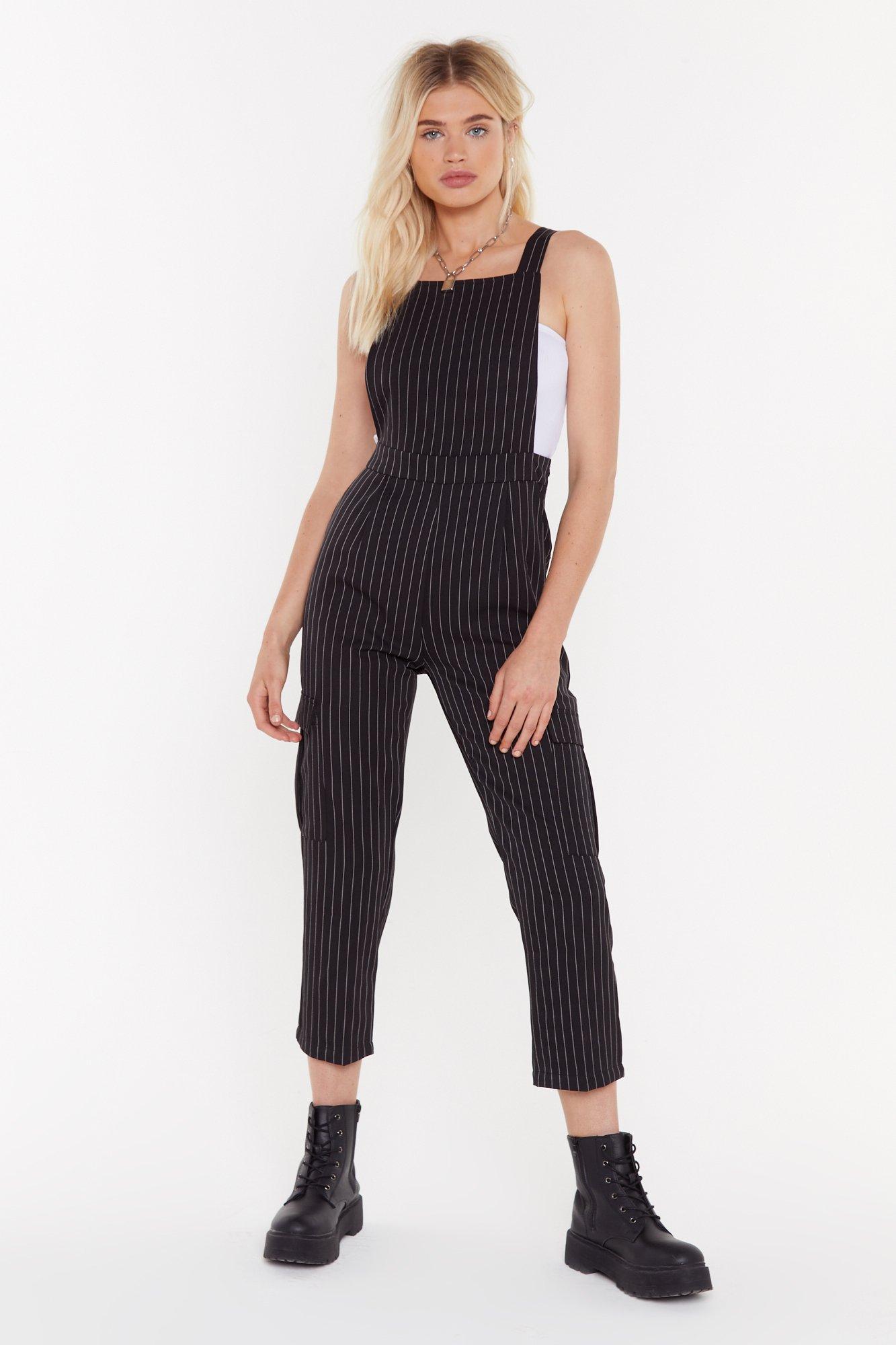 pinstripe dungarees