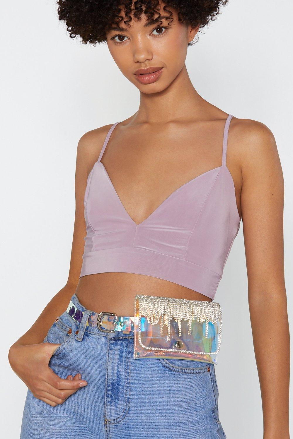 iridescent belt bag