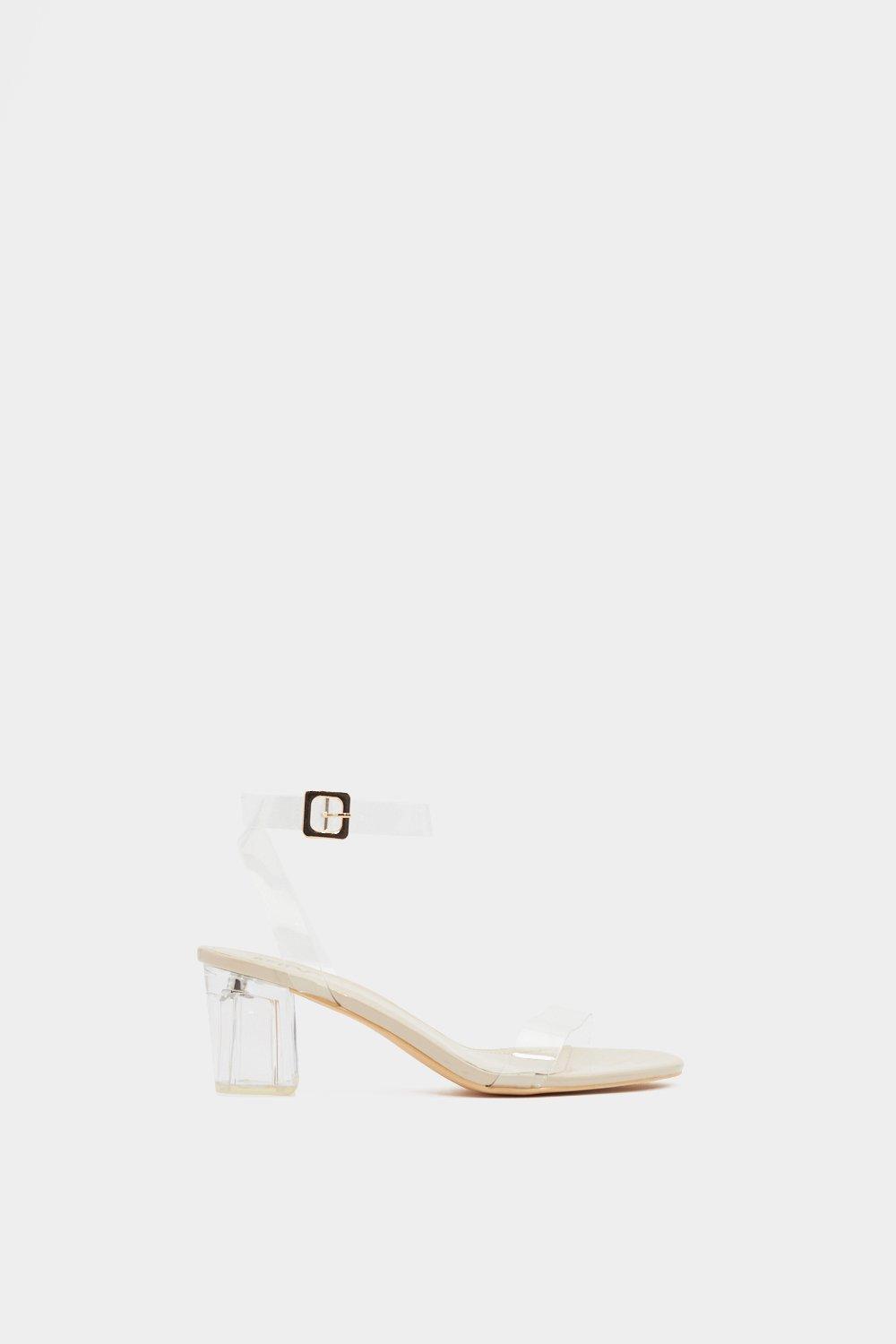low block clear heels