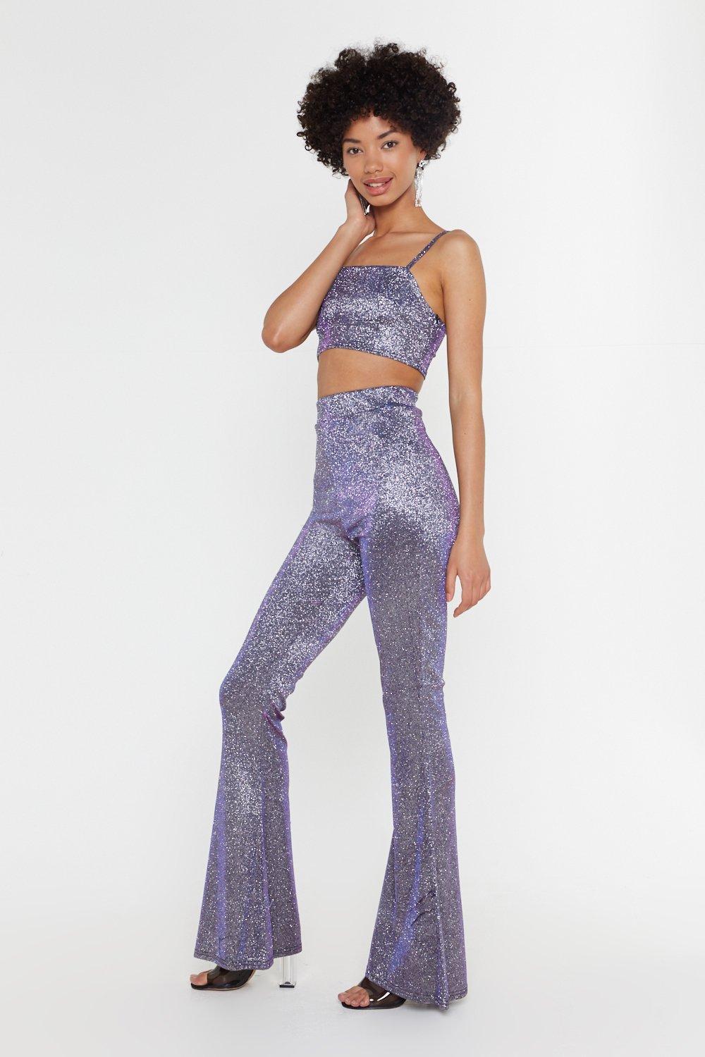 glitter pants suit