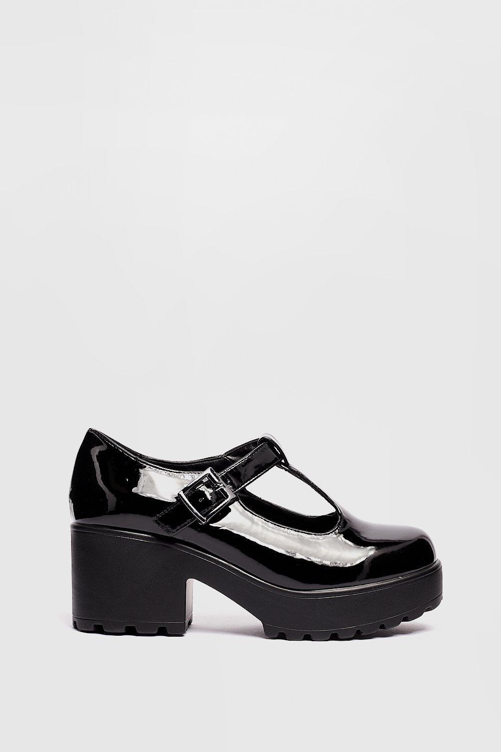 Nasty Gal Sweet Mary Jane Patent Chunky T-bar Shoes in Black | Lyst