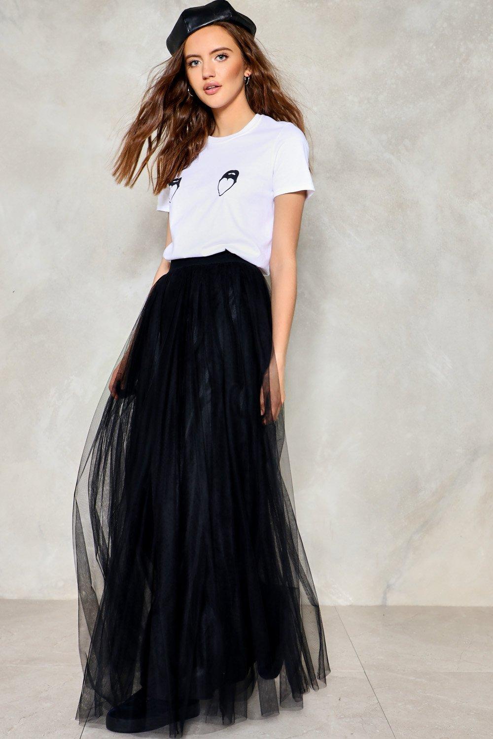 Nasty gal Tulle For You Maxi Skirt in Black | Lyst
