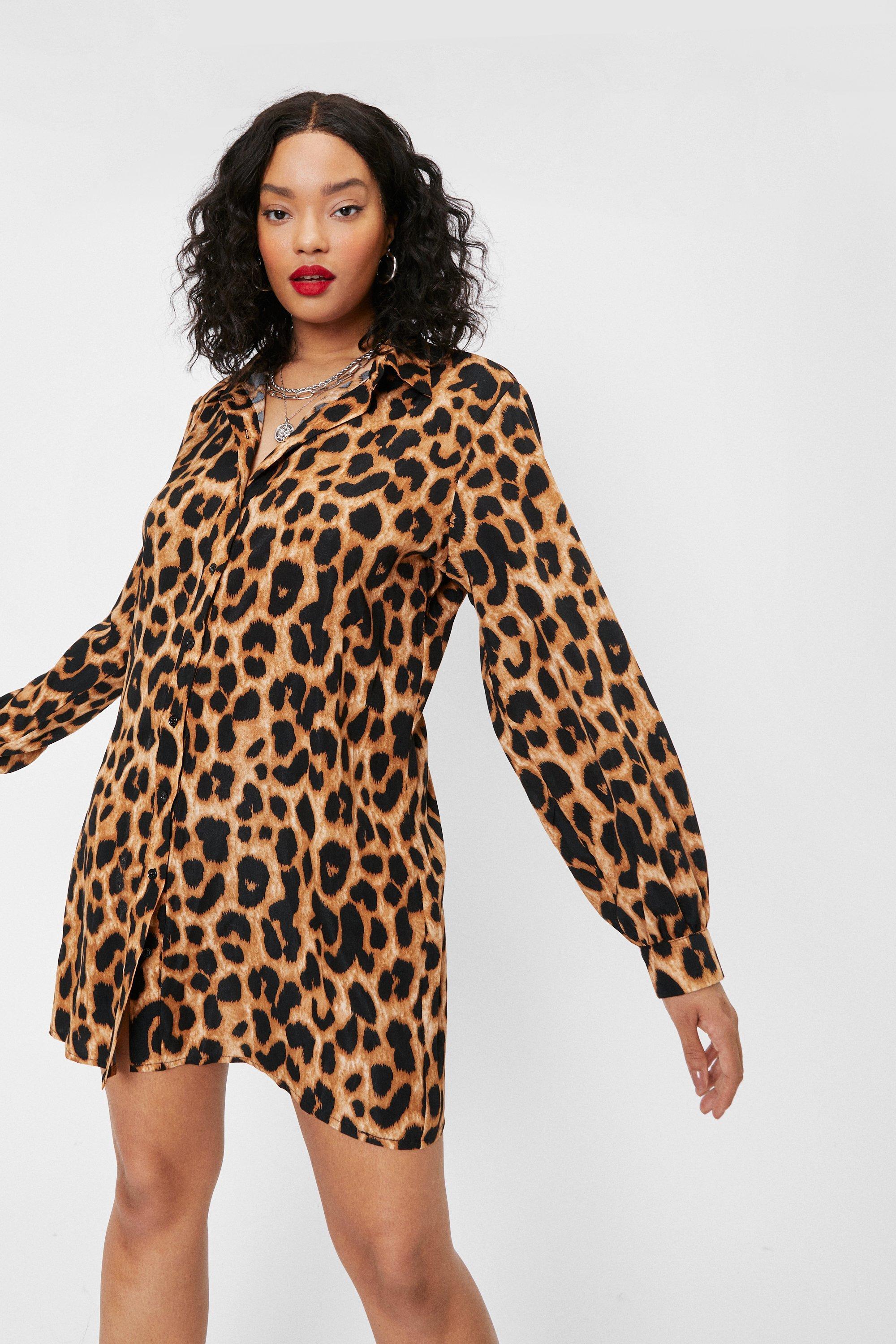 leopard print button front dress