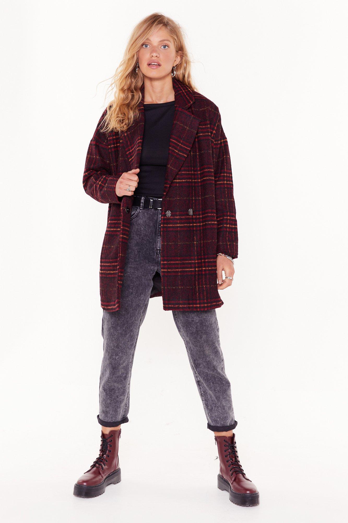 plaid oversized coat