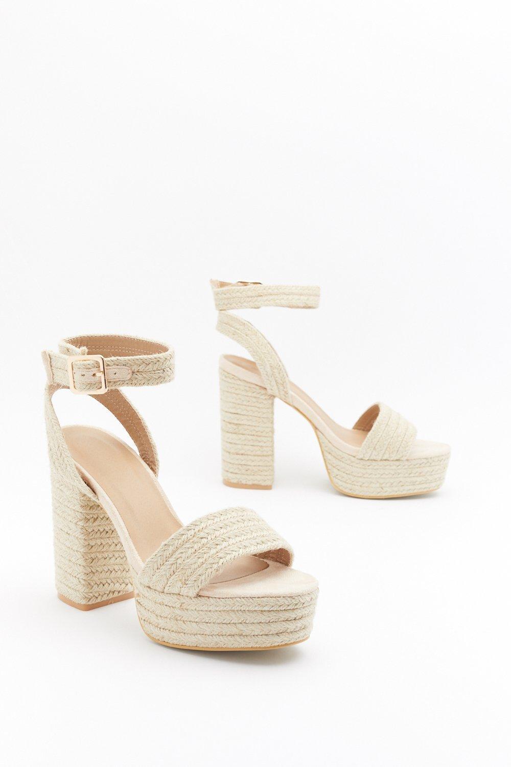 Nasty Gal "step Right Up Woven Platform Heels" in Natural | Lyst