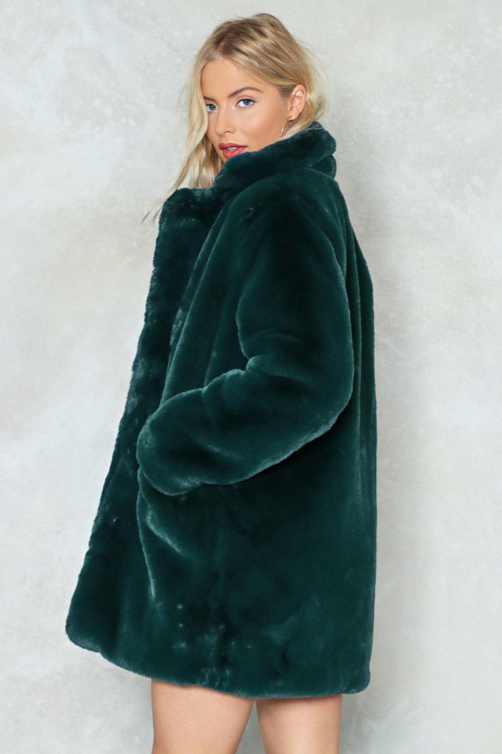 emerald green fur jacket