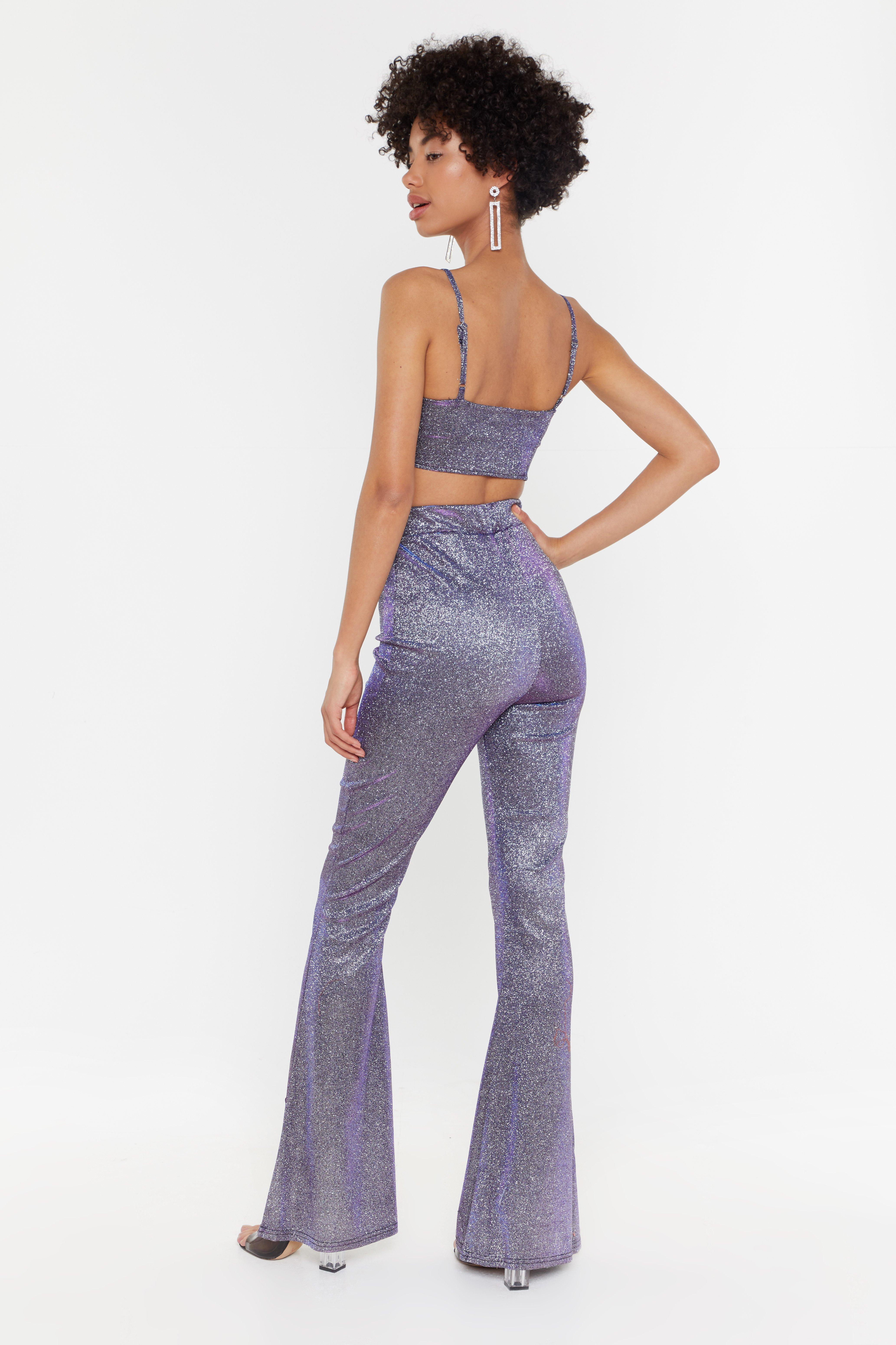 purple glitter crop top