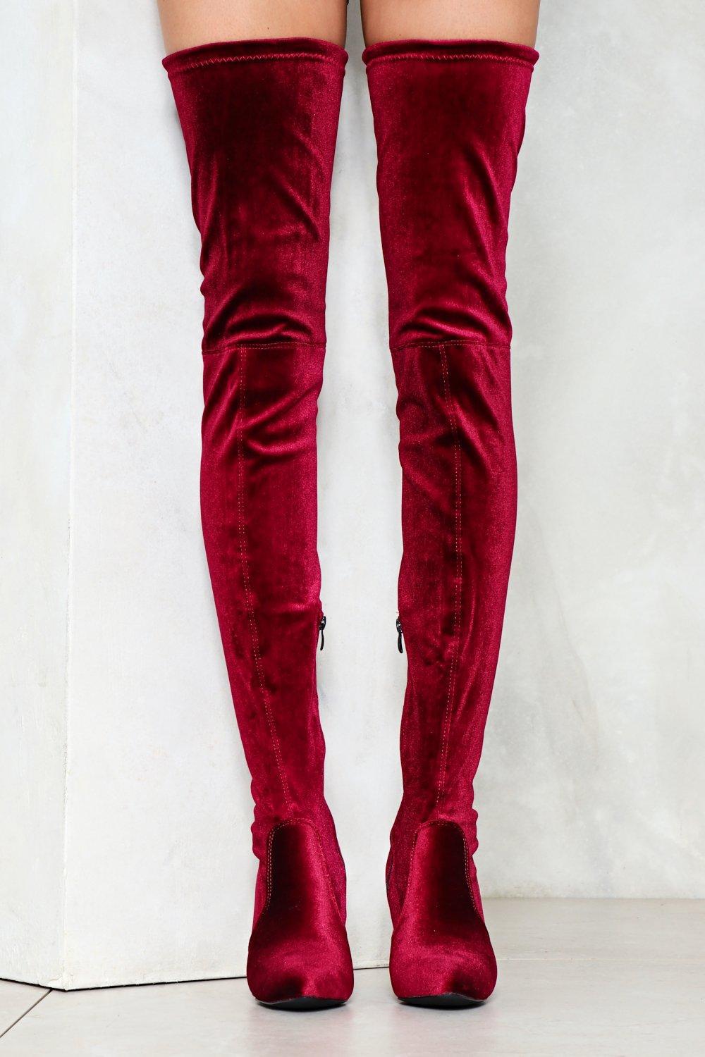 Nasty Gal Velvet Thigh High Boot Velvet Thigh High Boot in ...