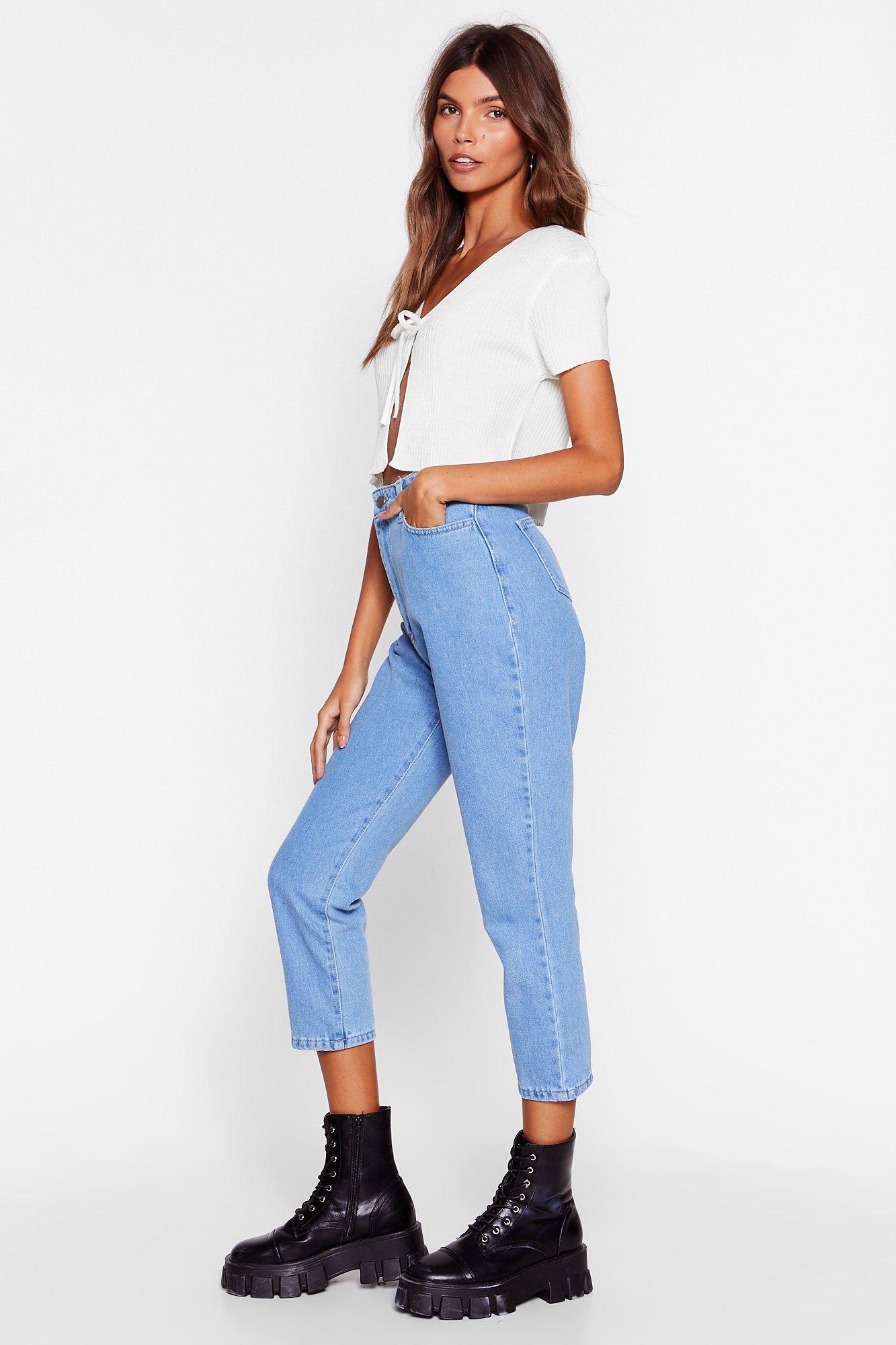 Nasty Gal "fuck You Embroidered Mom Jeans" in Blue | Lyst