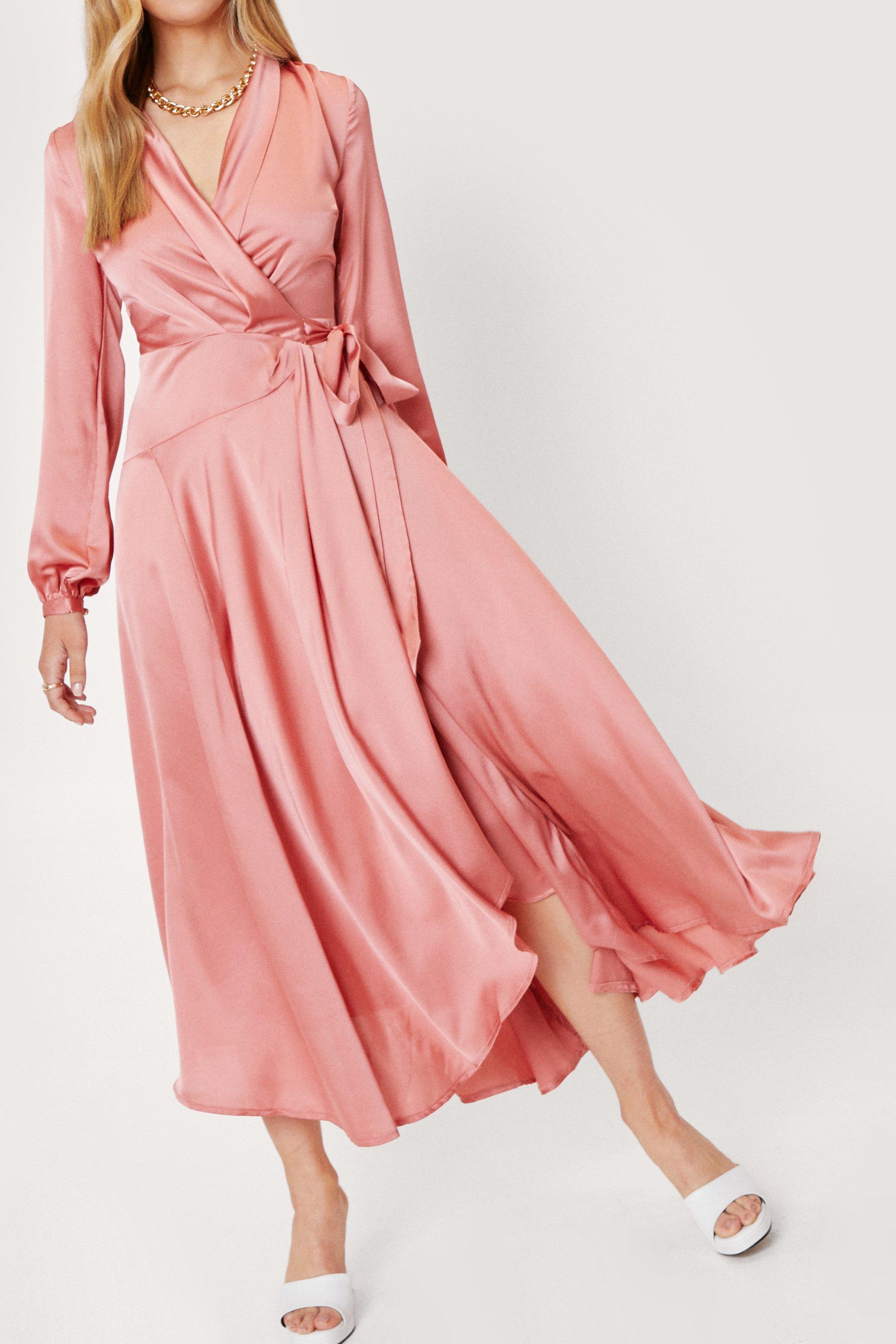 pink satin maxi dress Big sale - OFF 78%