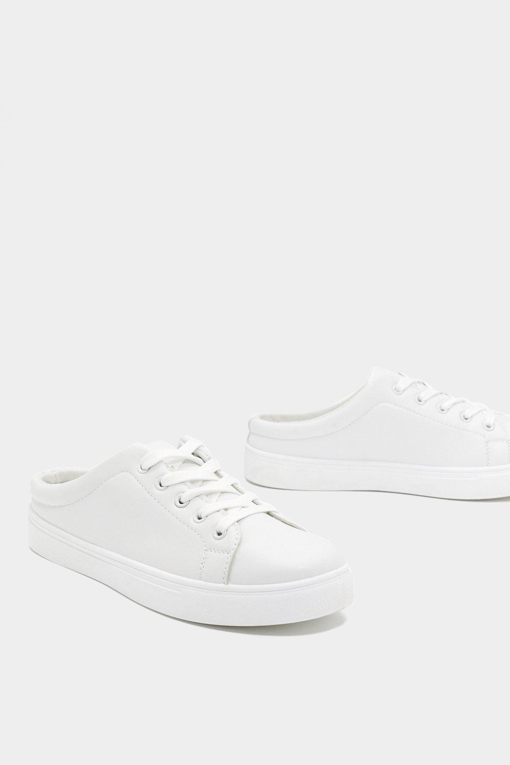 white backless sneakers