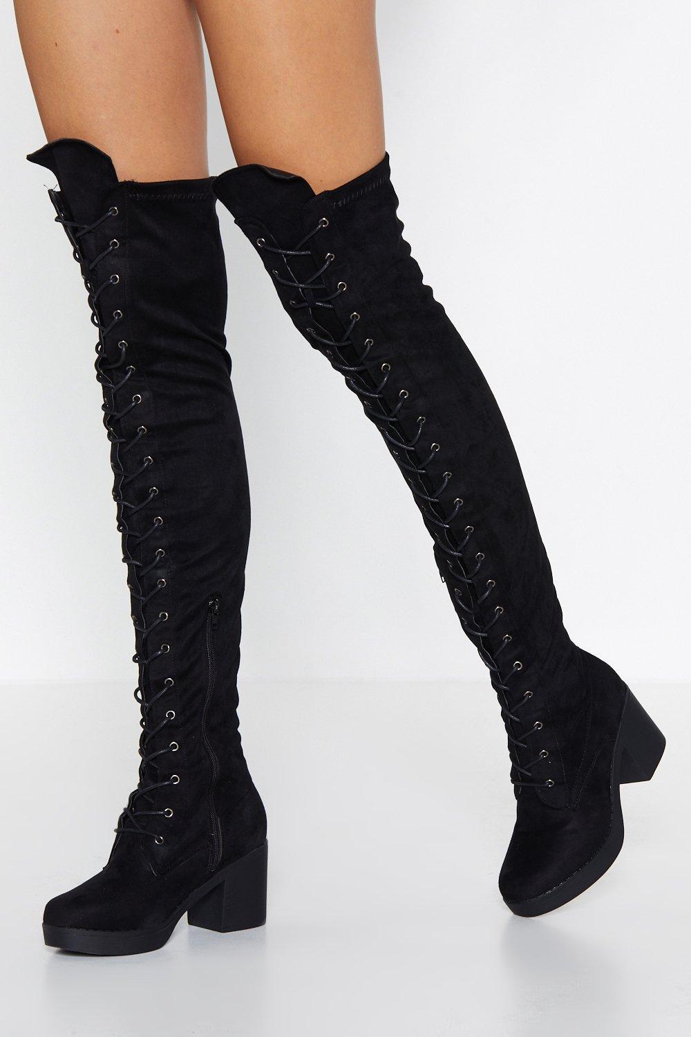 Nasty Gal Witching Hour Over-the-knee Boot in Black | Lyst