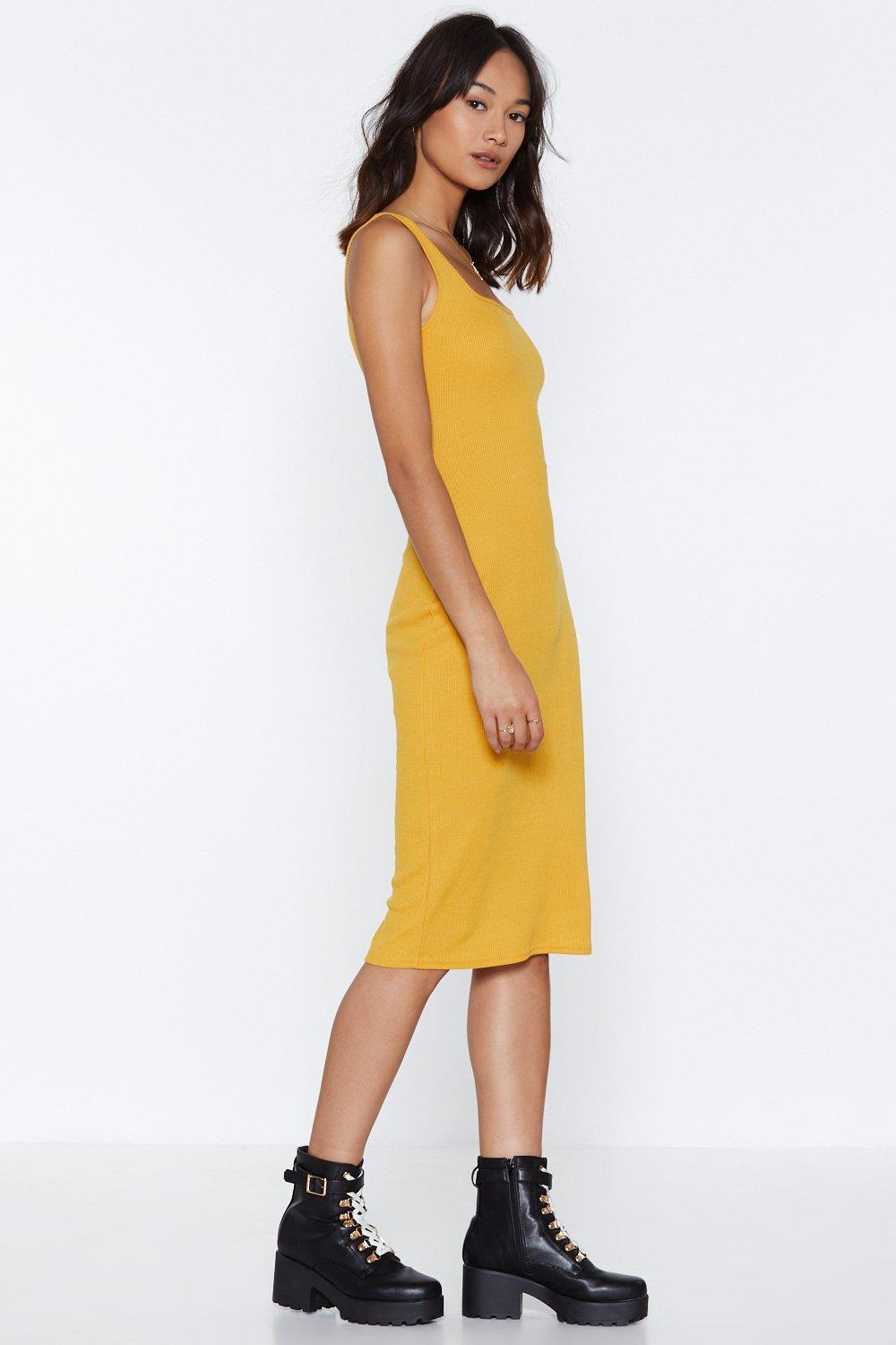 mustard yellow tight dress