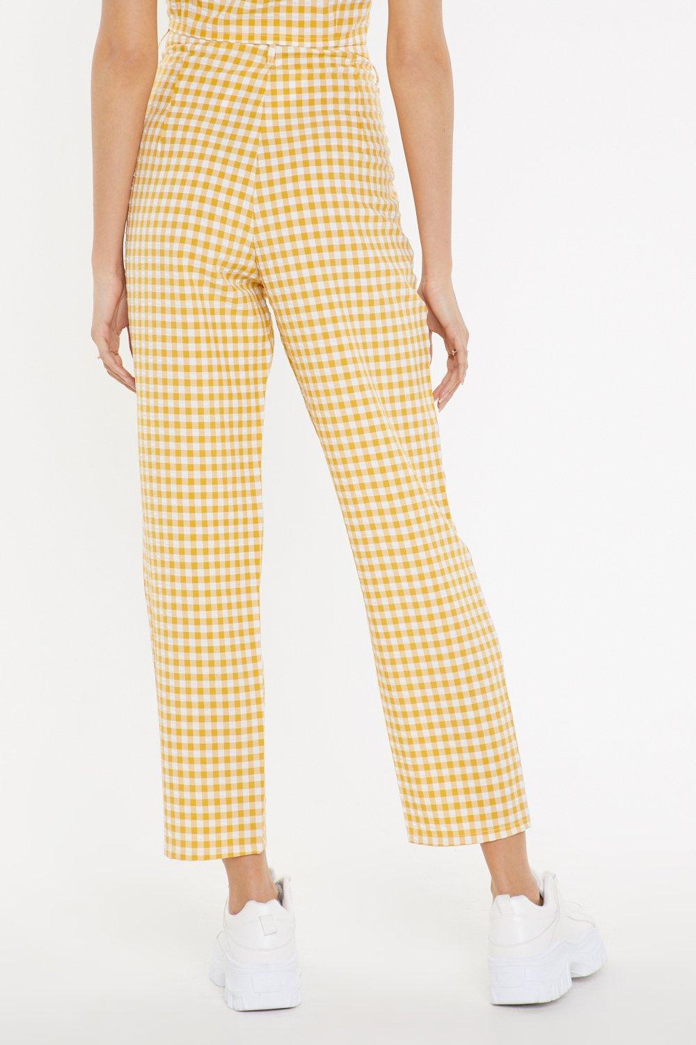 Yellow Gingham Trousers on Sale, UP TO 