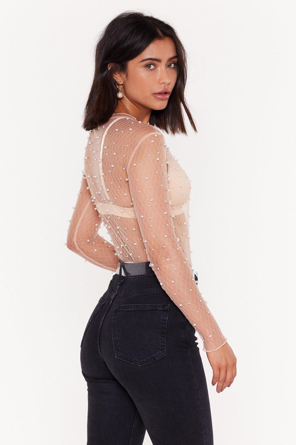 pearl sheer top
