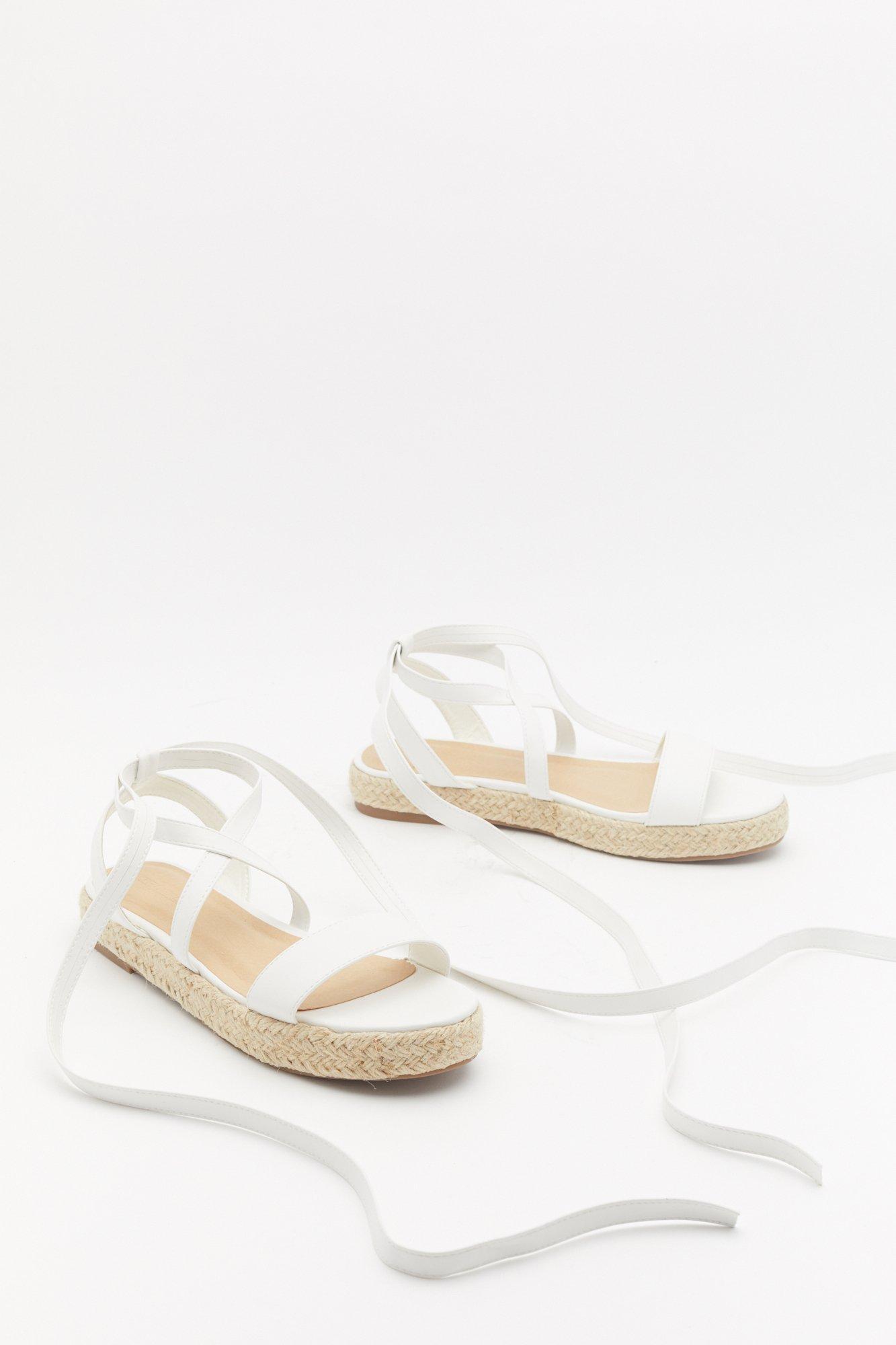 white lace up platform sandals